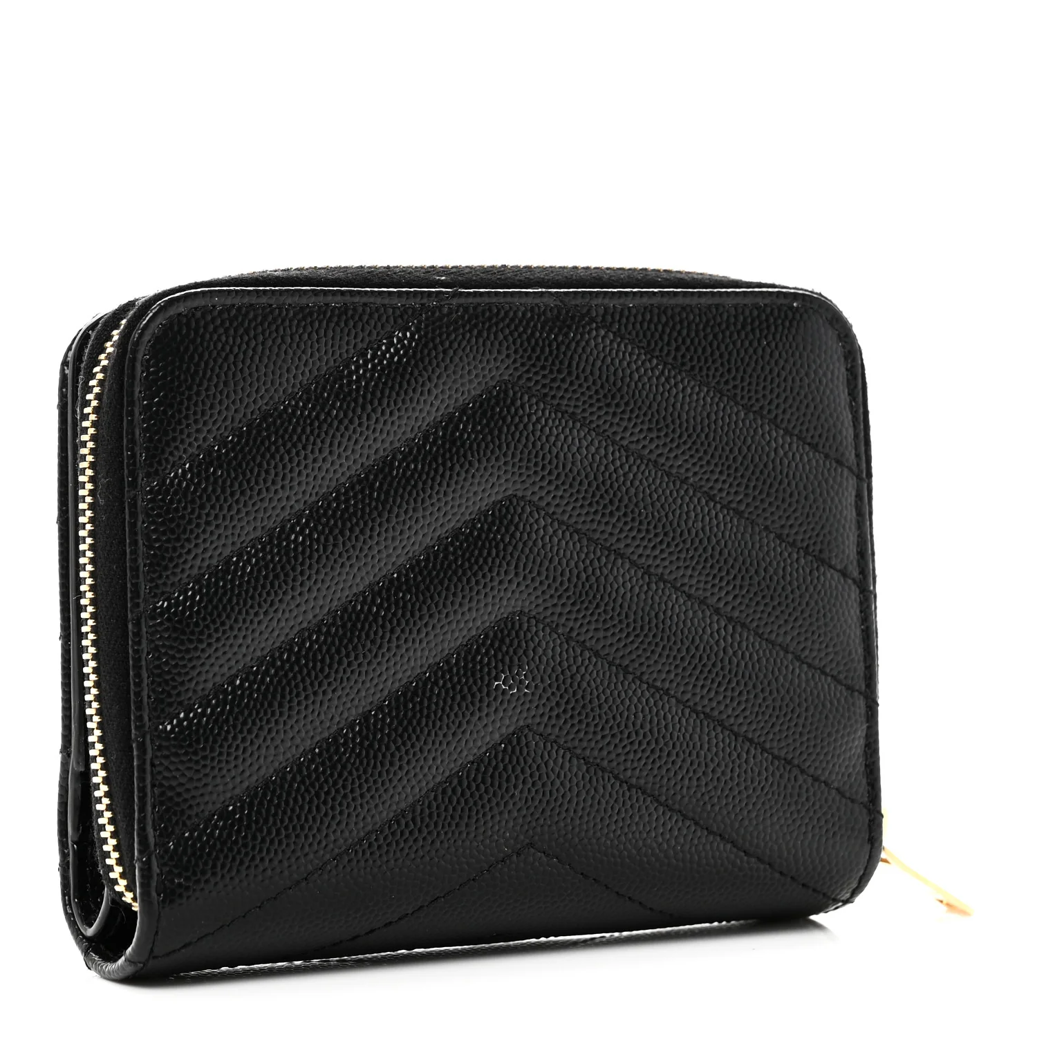 Grain De Poudre Matelasse Chevron Monogram Compact Zip Around Wallet Black - Image 3