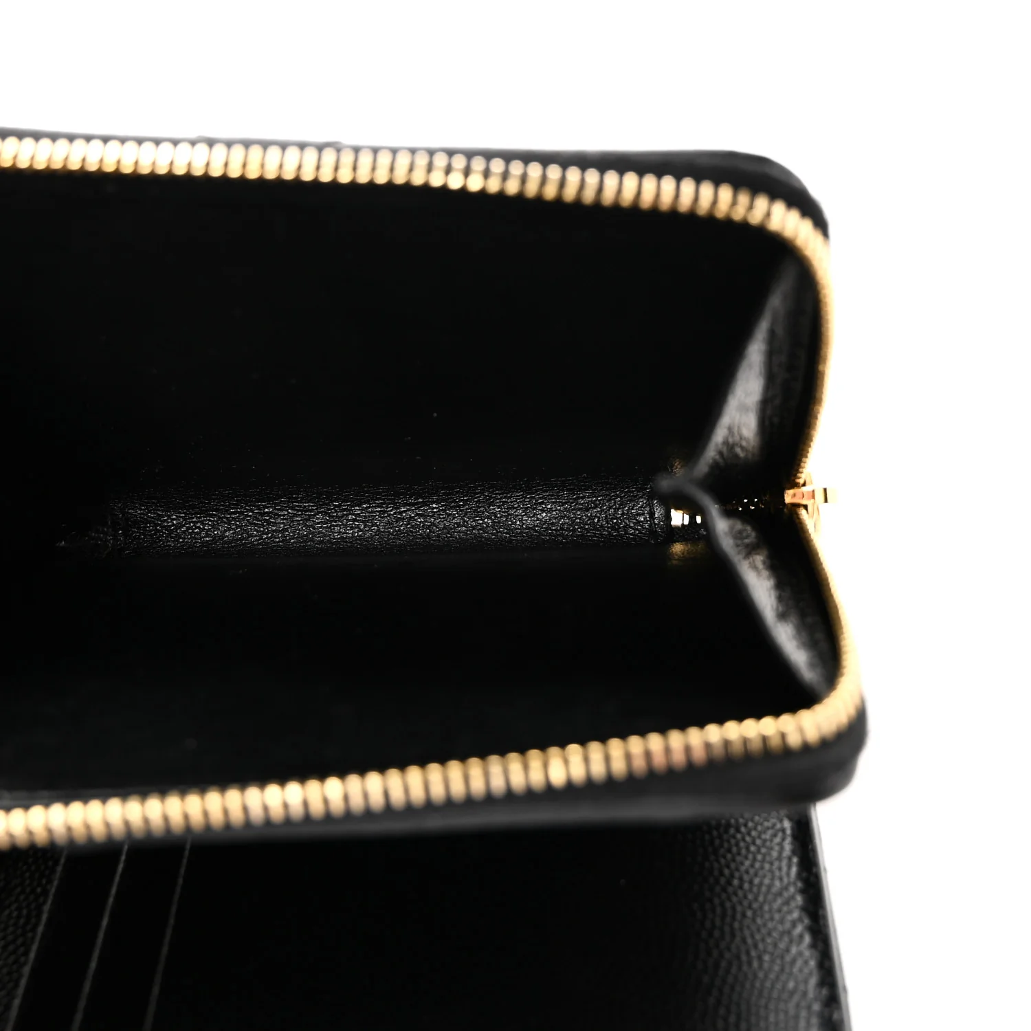 Grain De Poudre Matelasse Chevron Monogram Compact Zip Around Wallet Black - Image 5