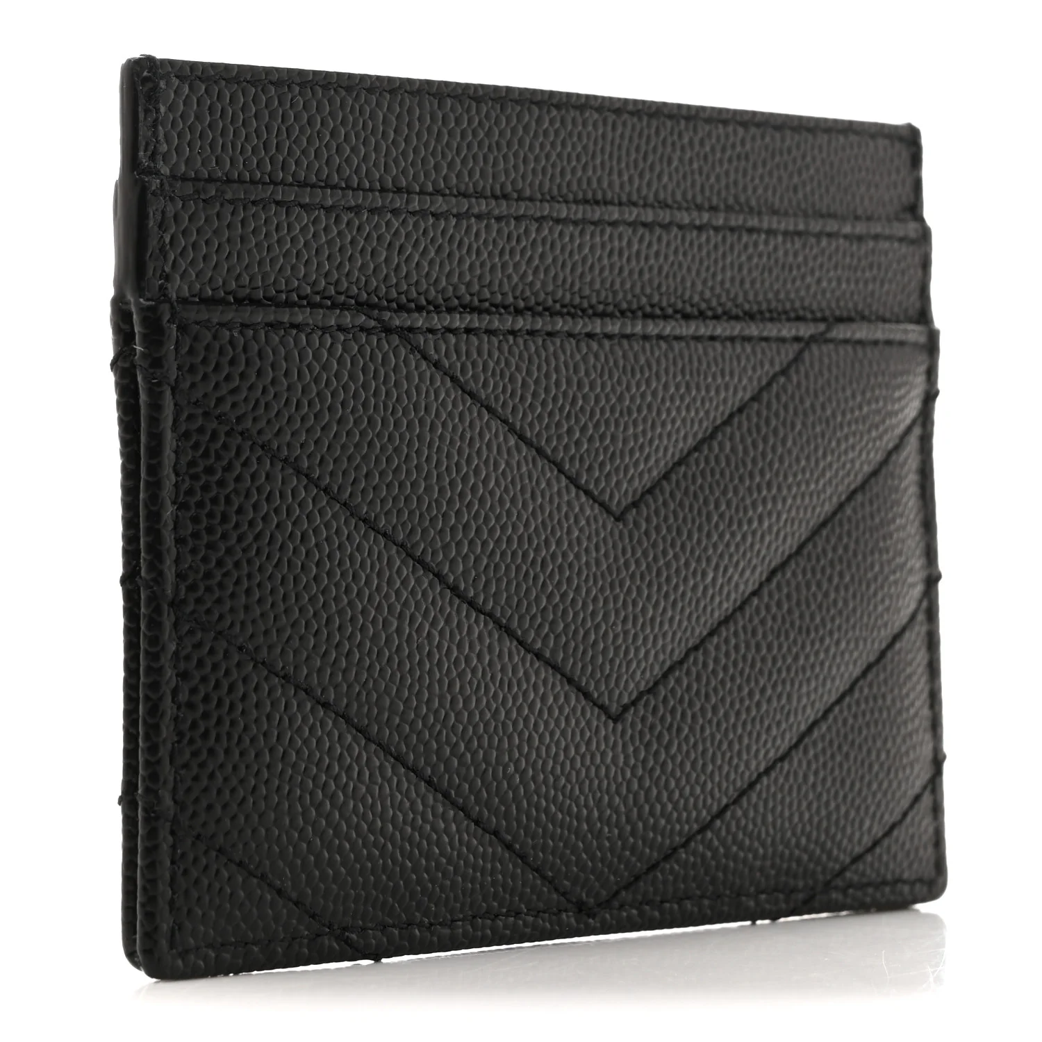 Grain De Poudre Matelasse Chevron Monogram Credit Card Case Black - Image 3