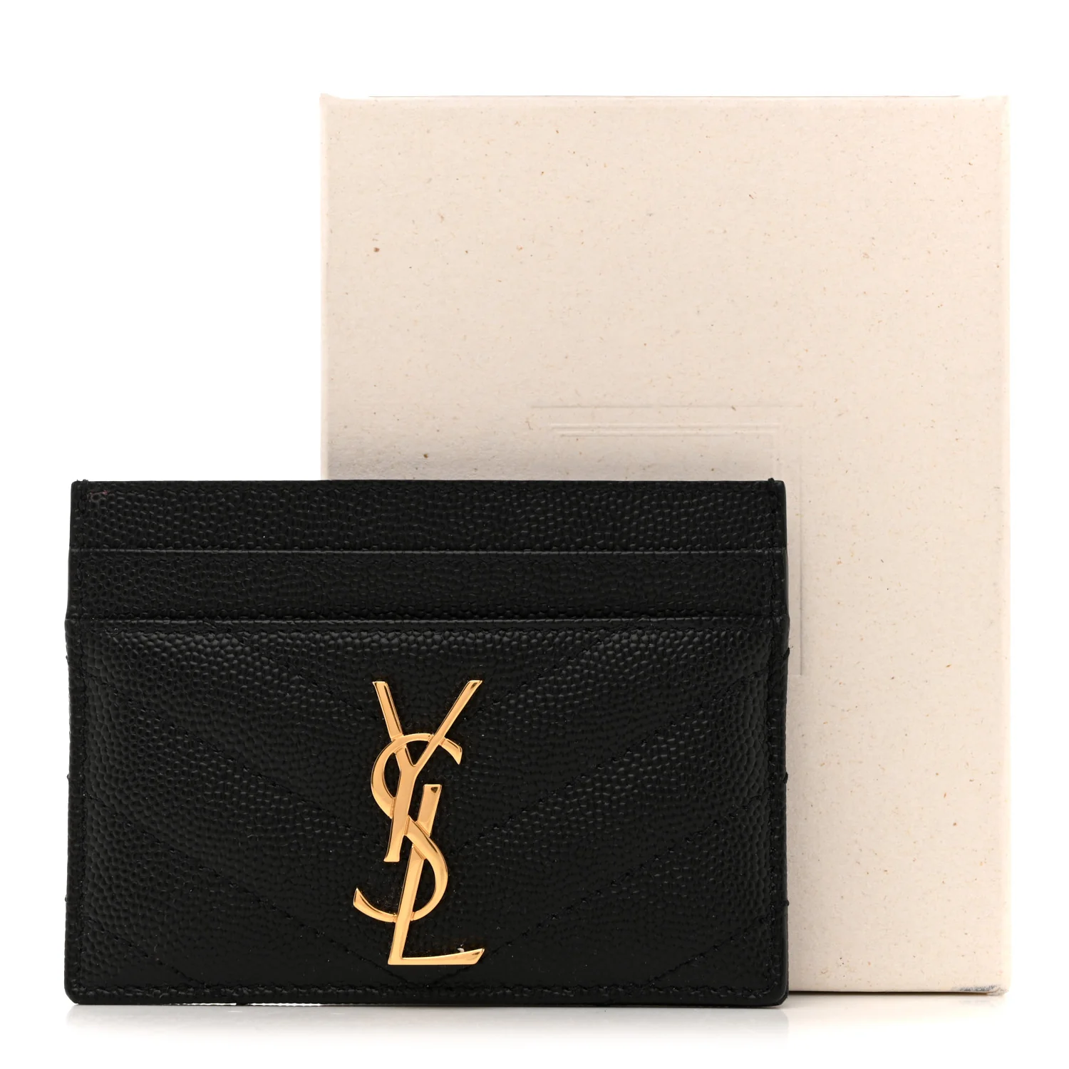 Grain De Poudre Matelasse Chevron Monogram Credit Card Case Black - Image 9