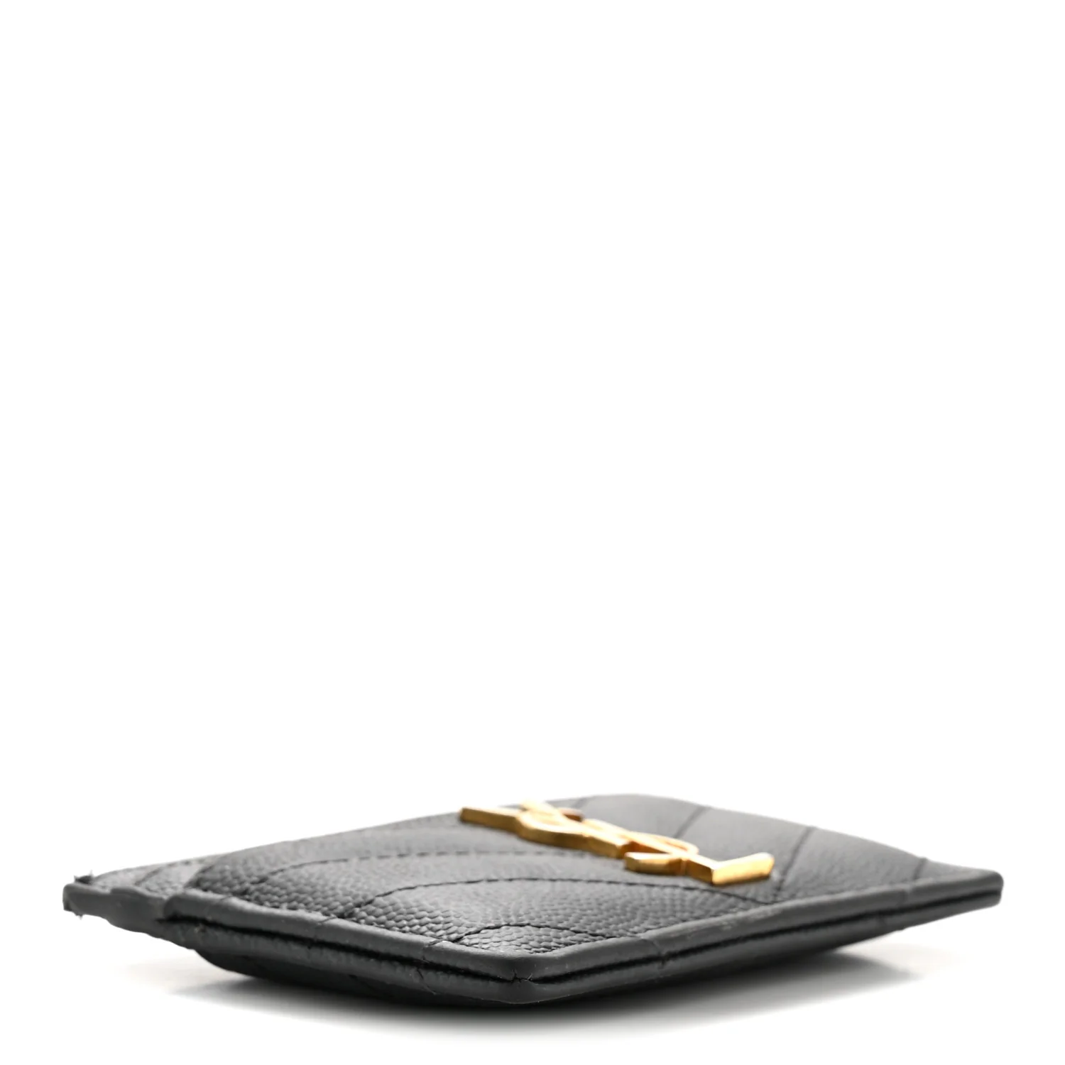 Grain De Poudre Matelasse Chevron Monogram Credit Card Case Black - Image 4