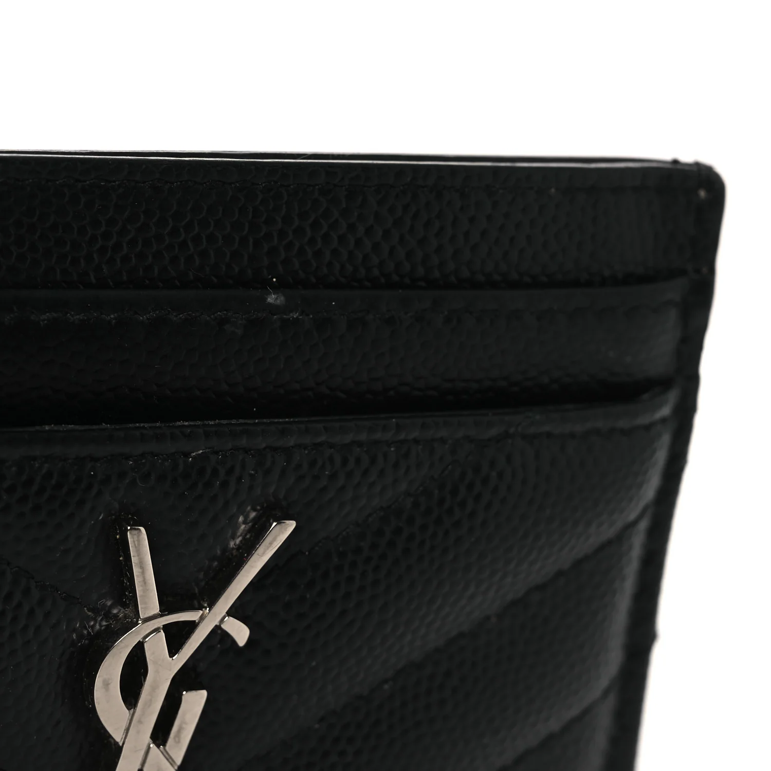 Grain De Poudre Matelasse Chevron Monogram Credit Card Case Black - Image 10