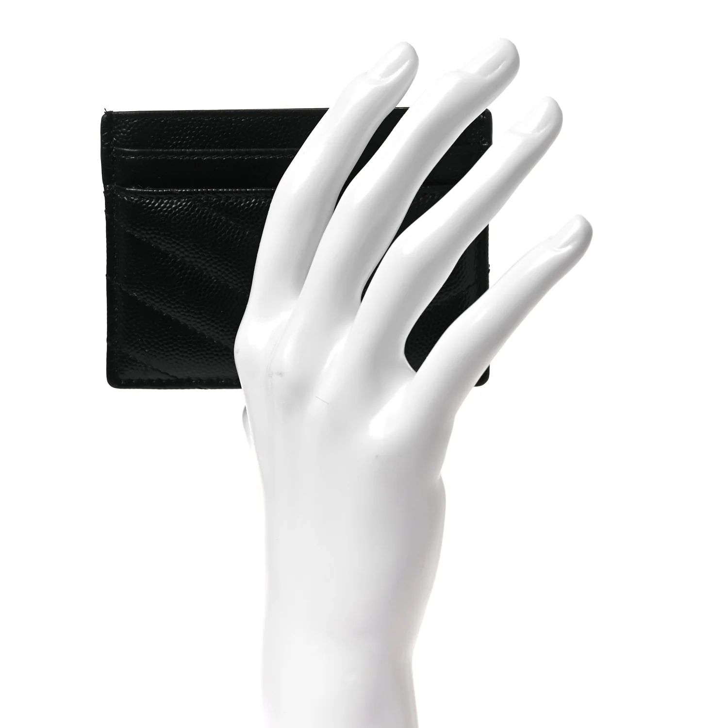 Grain De Poudre Matelasse Chevron Monogram Credit Card Case Black - Image 2