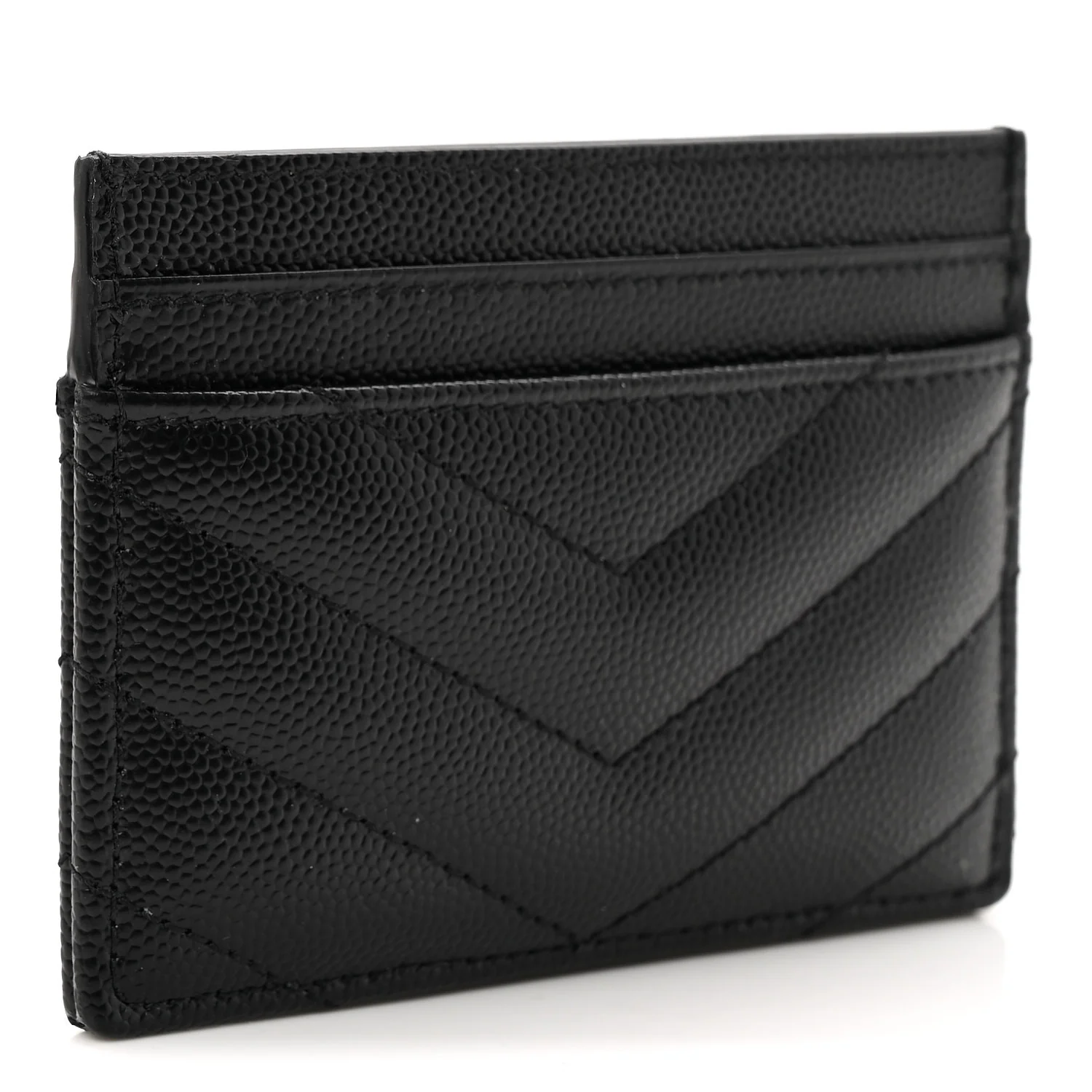Grain De Poudre Matelasse Chevron Monogram Credit Card Case Black - Image 3