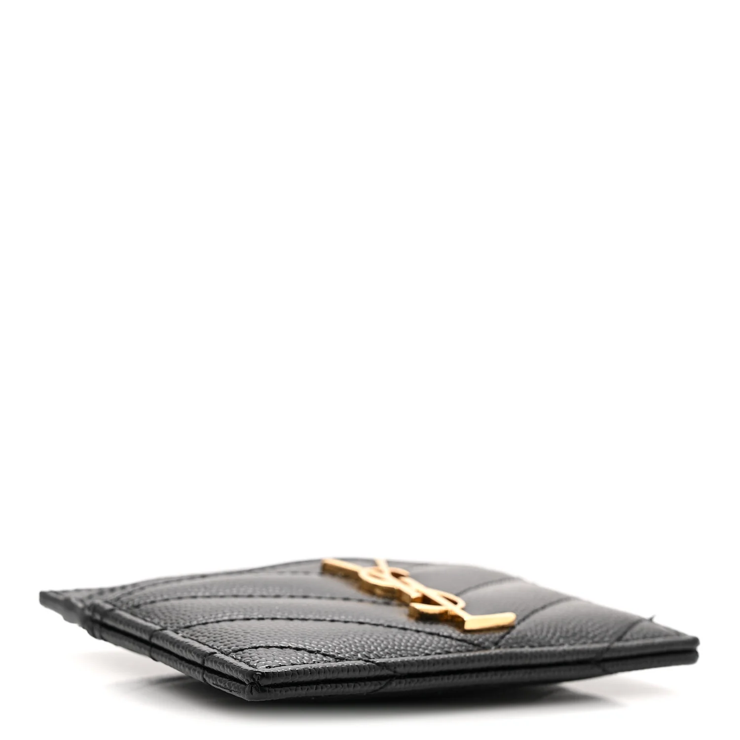 Grain De Poudre Matelasse Chevron Monogram Credit Card Case Black - Image 4