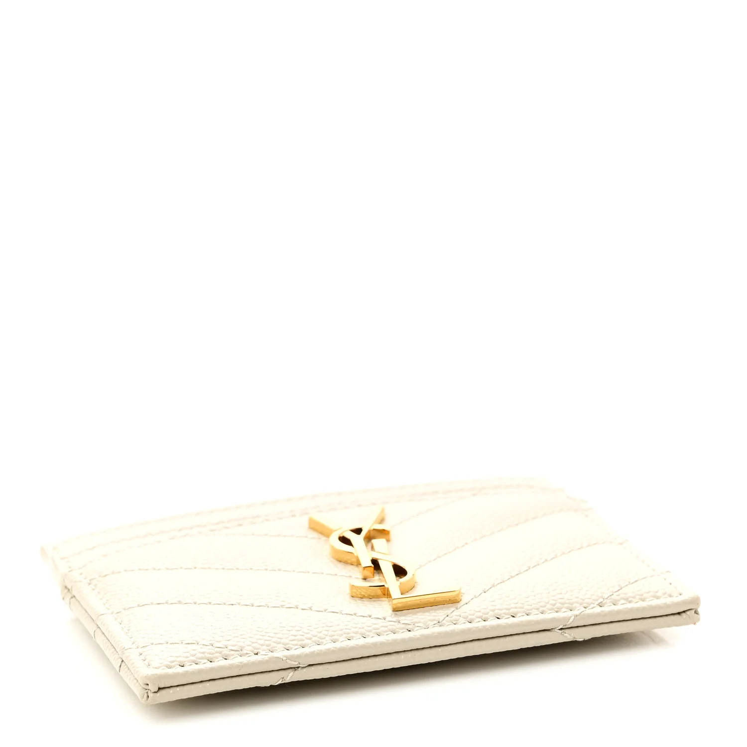 Grain De Poudre Matelasse Chevron Monogram Credit Card Case Crema Soft - Image 4