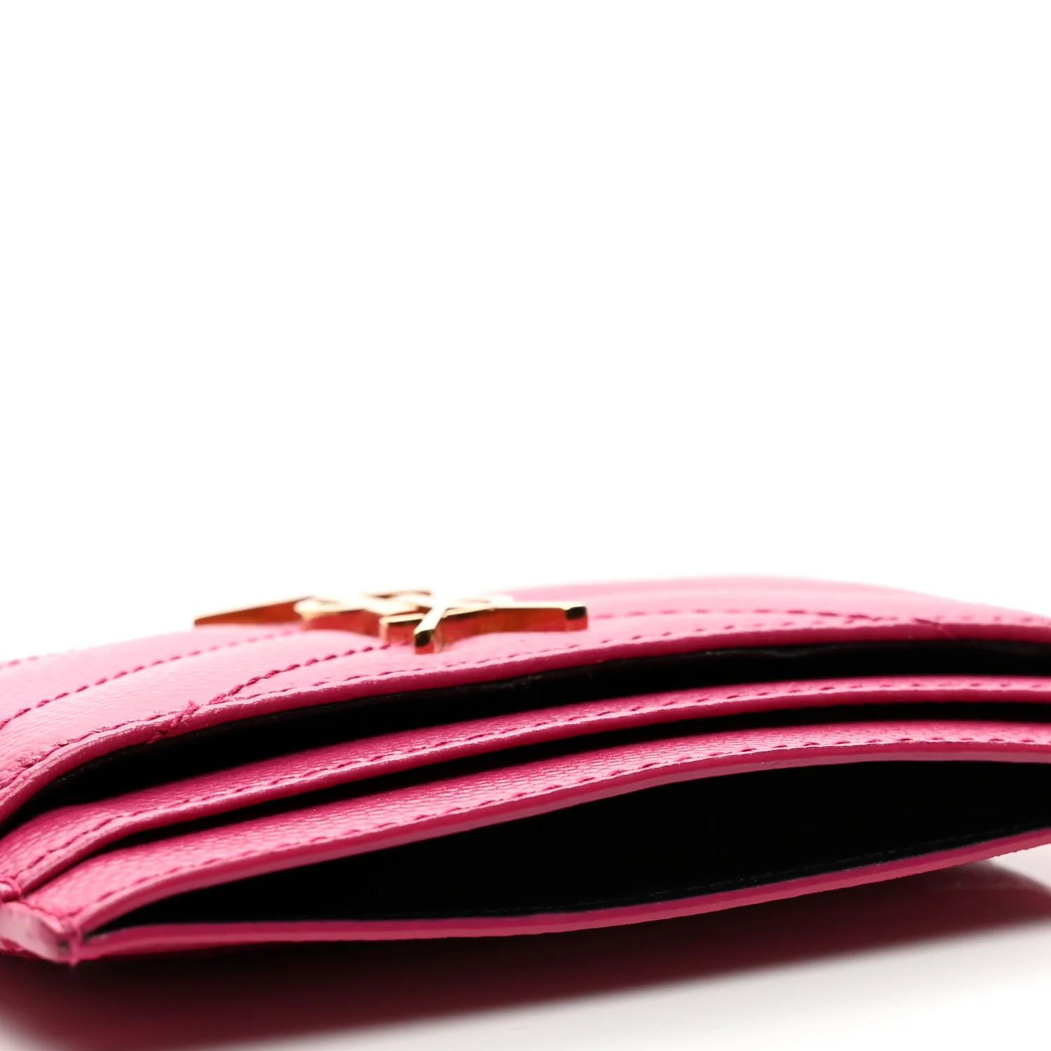 Grain De Poudre Matelasse Chevron Monogram Credit Card Case Fresh Fuxia - Image 7