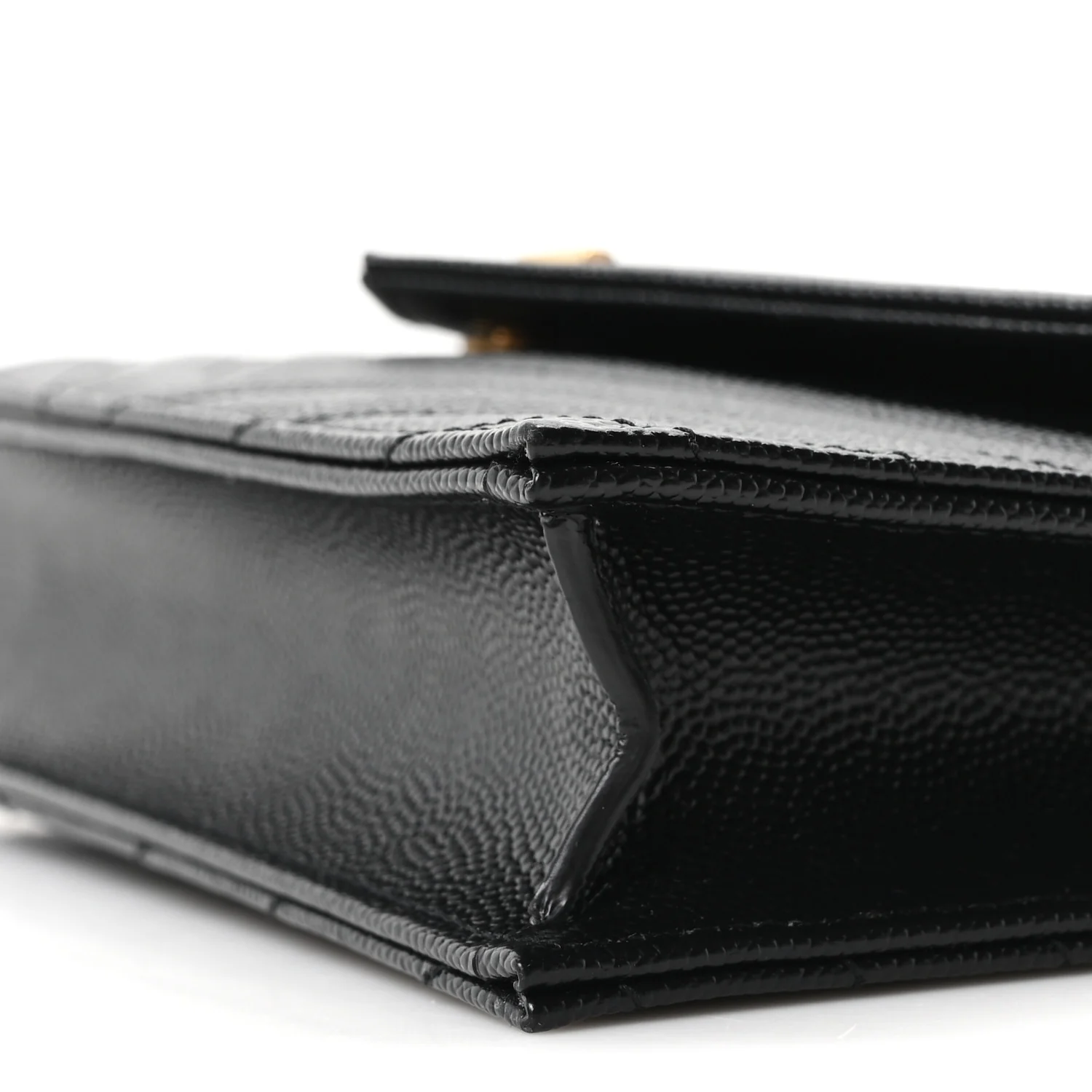 Grain De Poudre Matelasse Chevron Monogram Envelope Chain Wallet Black - Image 10