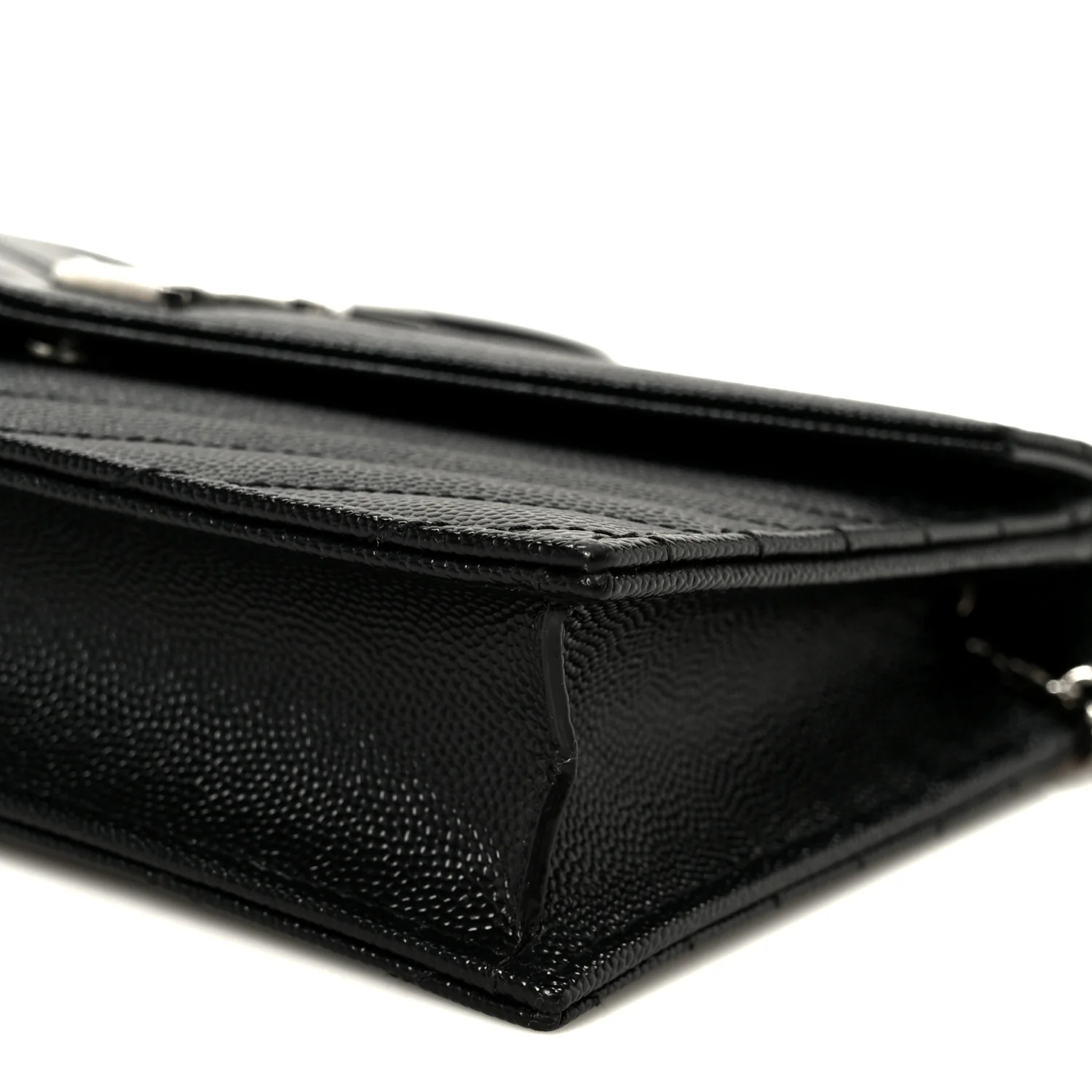 Grain De Poudre Matelasse Chevron Monogram Envelope Chain Wallet Black - Image 10