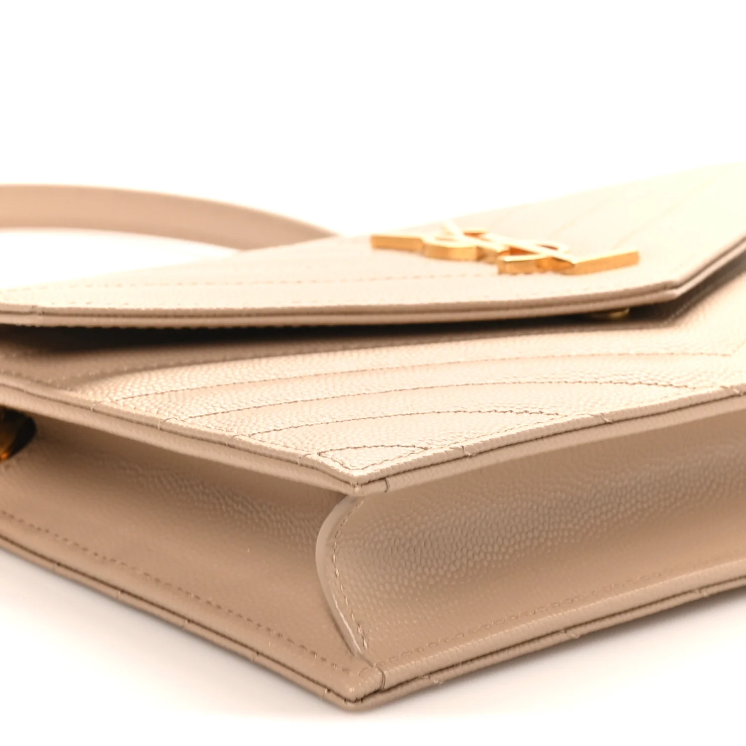 Grain De Poudre Matelasse Chevron Monogram Envelope Chain Wallet Dark Beige - Image 8