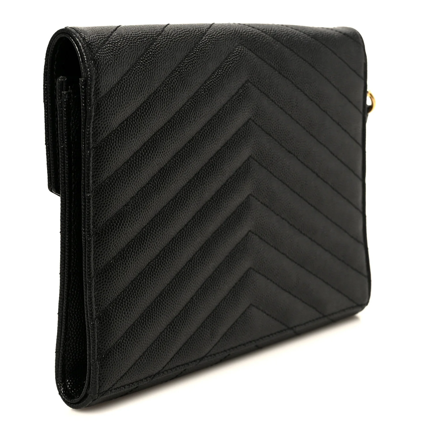 Grain De Poudre Matelasse Chevron Monogram Envelope Clutch Black - Image 3