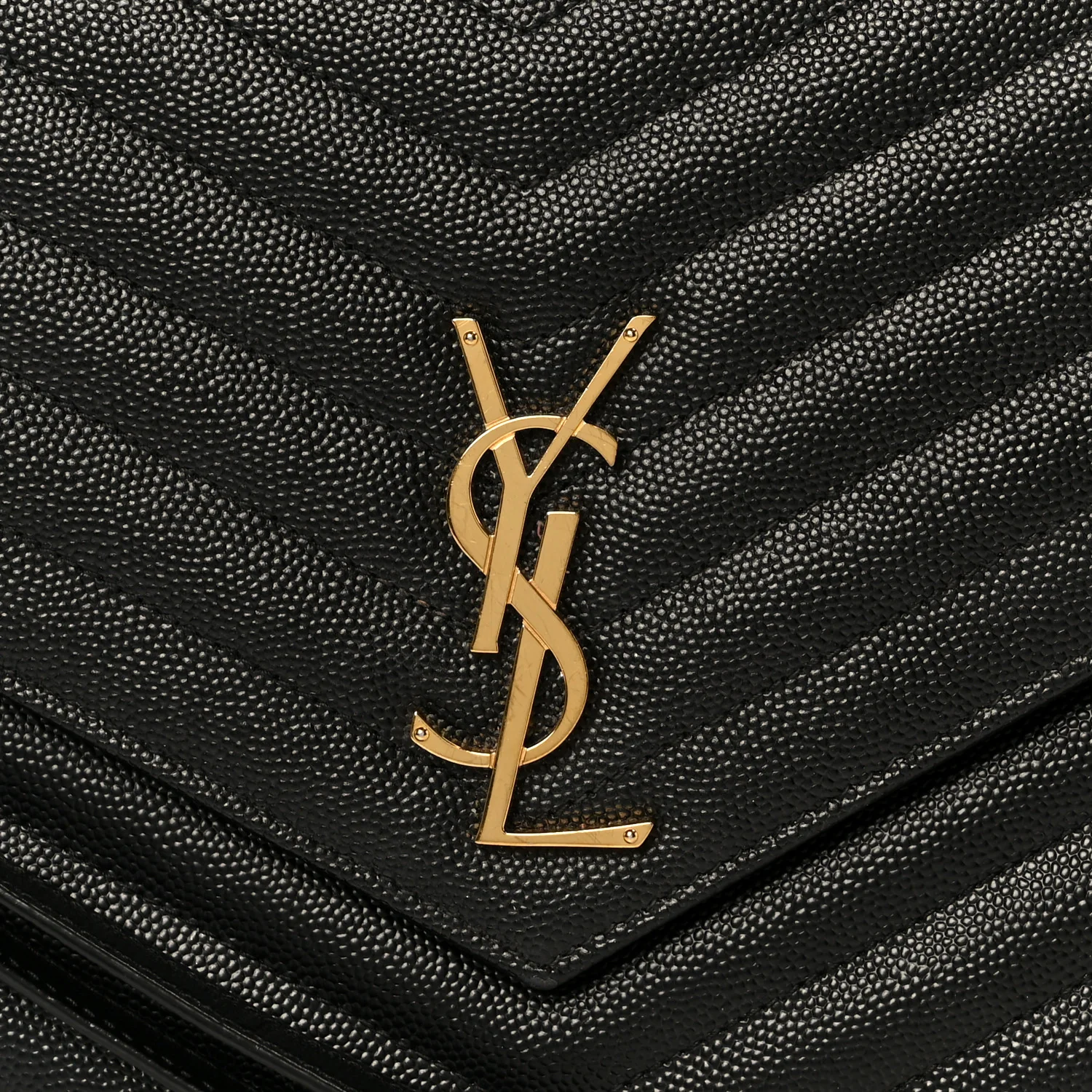 Grain De Poudre Matelasse Chevron Monogram Envelope Clutch Black - Image 8