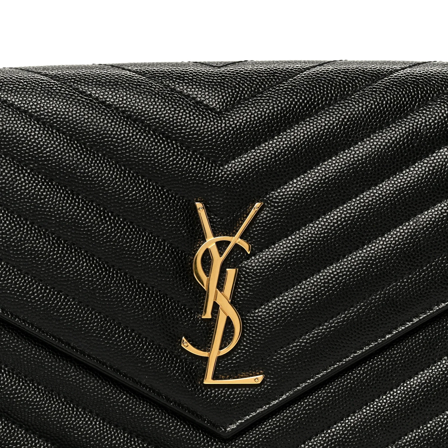 Grain De Poudre Matelasse Chevron Monogram Envelope Clutch Black - Image 8
