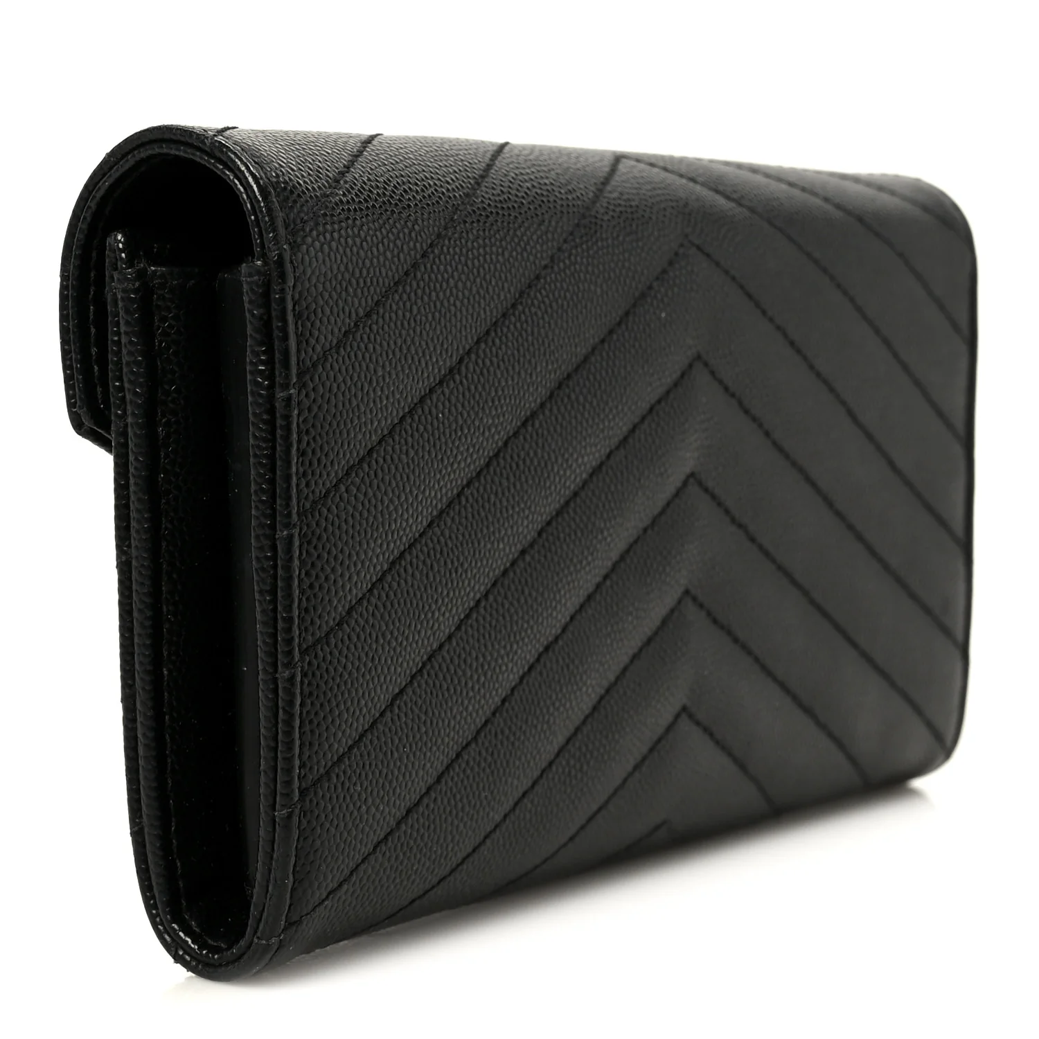 Grain De Poudre Matelasse Chevron Monogram Flap Wallet Black - Image 3