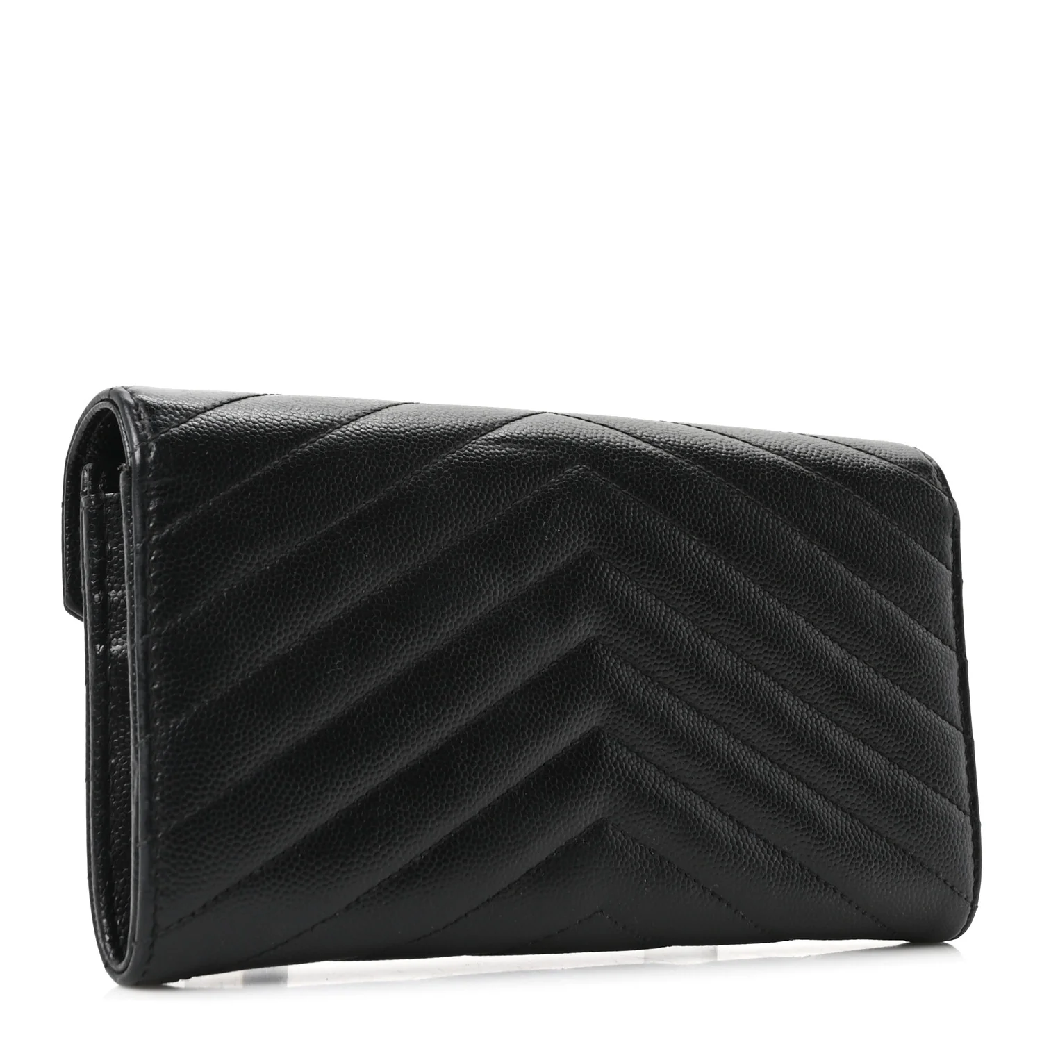 Grain De Poudre Matelasse Chevron Monogram Flap Wallet Black - Image 3