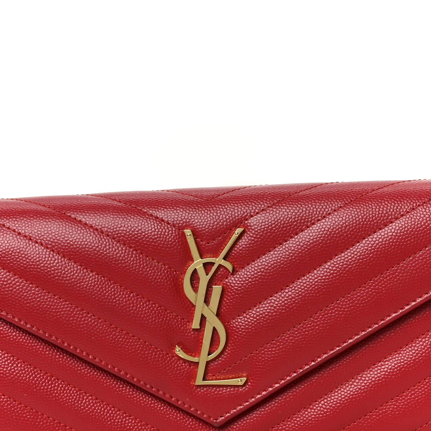 Grain De Poudre Matelasse Chevron Monogram Flap Wallet Red - Image 7