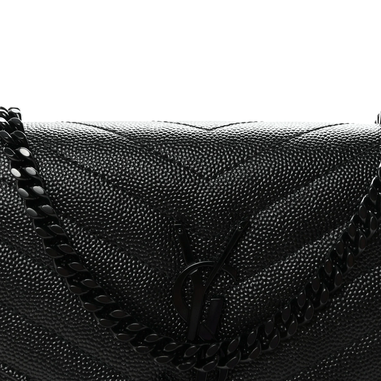 Grain De Poudre Matelasse Chevron Monogram Monochrome Chain Wallet Black - Image 7