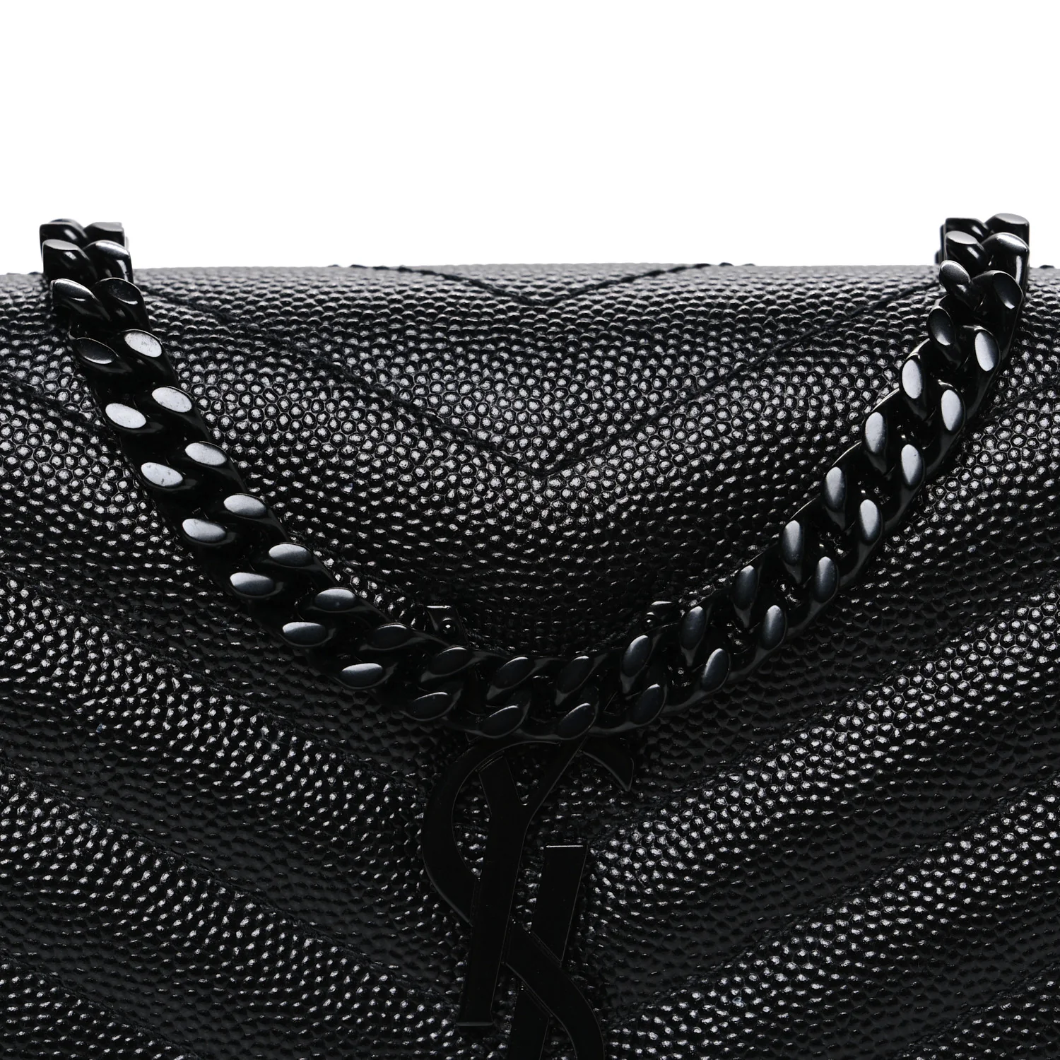 Grain De Poudre Matelasse Chevron Monogram Monochrome Chain Wallet Black - Image 8