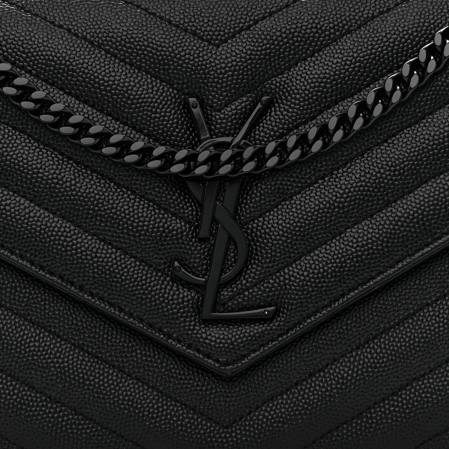 Grain De Poudre Matelasse Chevron Monogram Monochrome Chain Wallet Black - Image 7