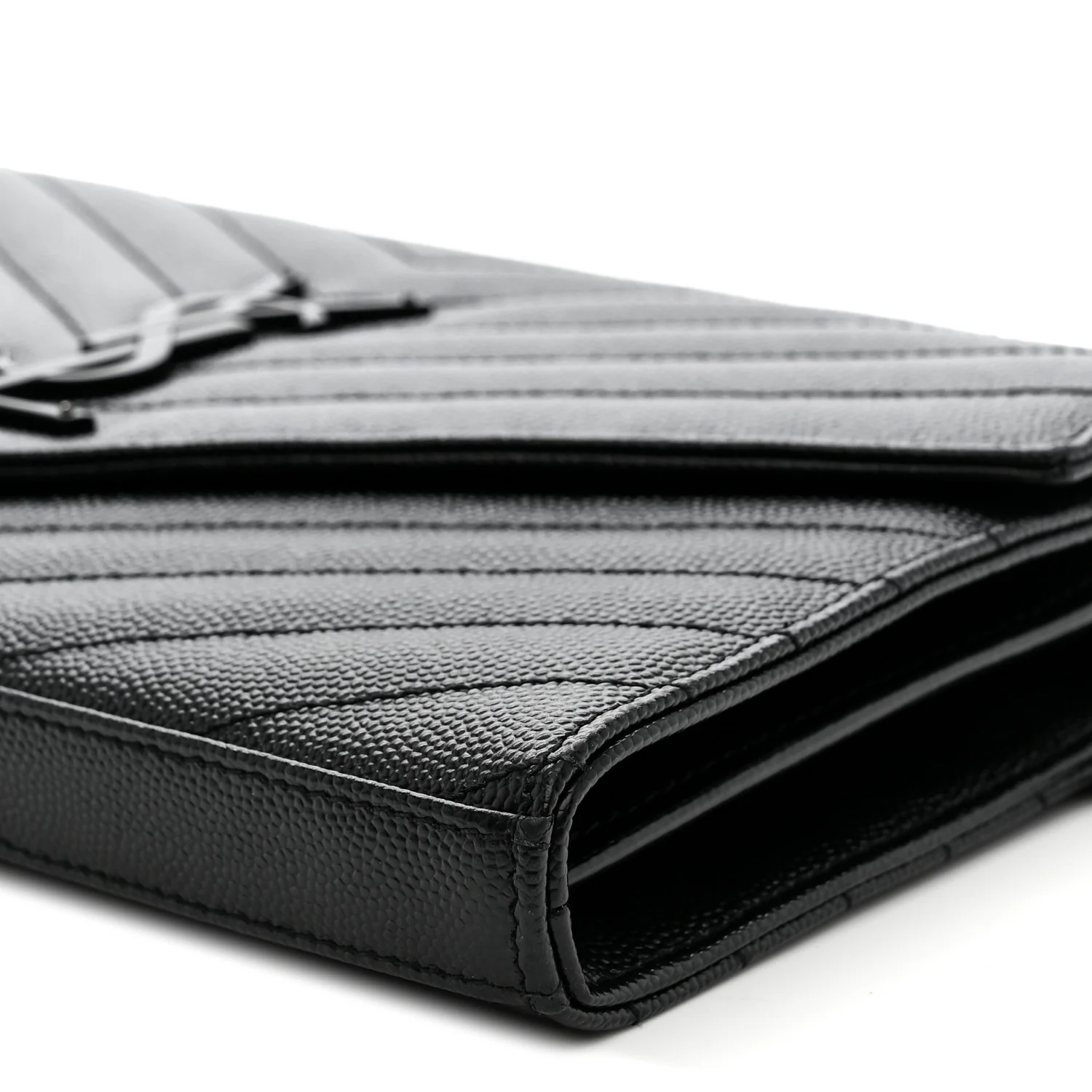 Grain De Poudre Matelasse Chevron Monogram Monochrome Chain Wallet Black - Image 9