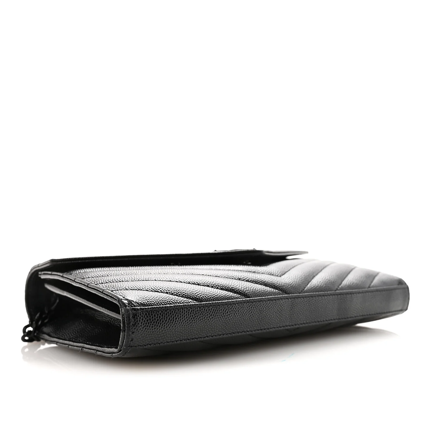 Grain De Poudre Matelasse Chevron Monogram Monochrome Chain Wallet Black - Image 4