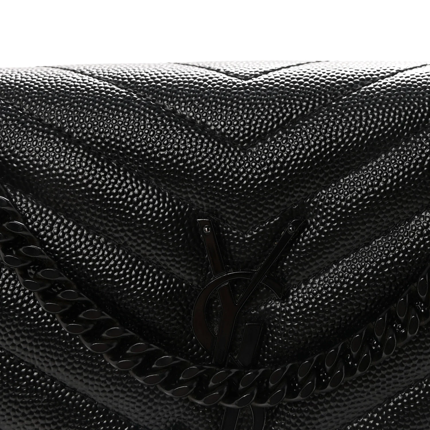 Grain De Poudre Matelasse Chevron Monogram Monochrome Chain Wallet Black - Image 7