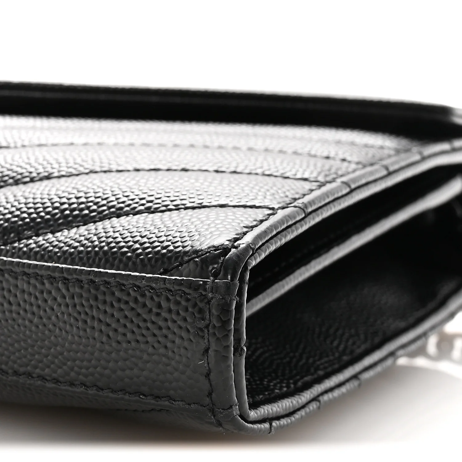 Grain De Poudre Matelasse Chevron Monogram Monochrome Chain Wallet Black - Image 9