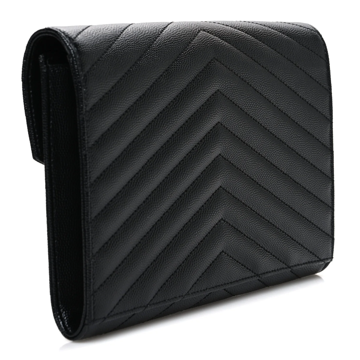 Grain De Poudre Matelasse Chevron Monogram Monochrome Envelope Clutch Black - Image 3