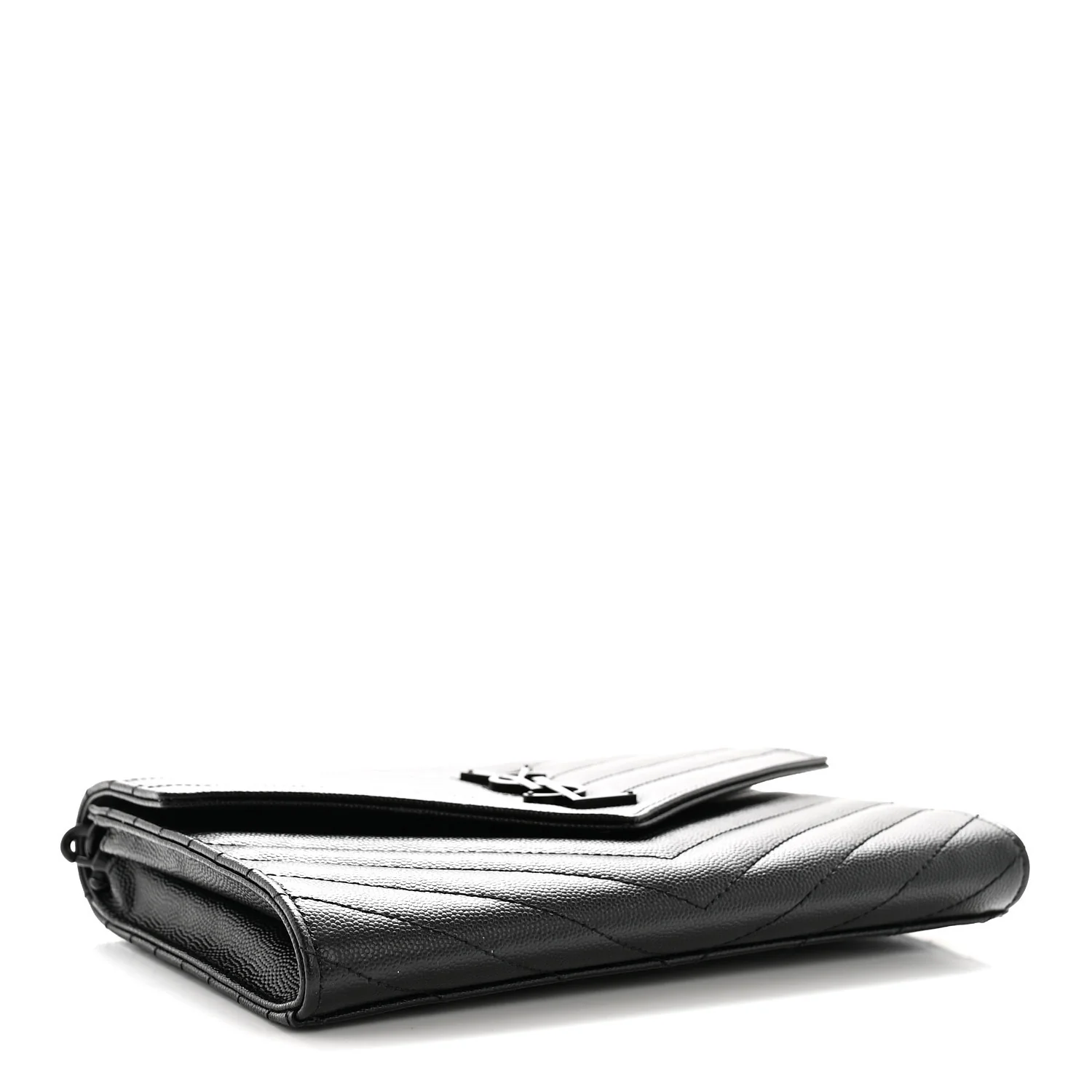 Grain De Poudre Matelasse Chevron Monogram Monochrome Envelope Clutch Black - Image 4