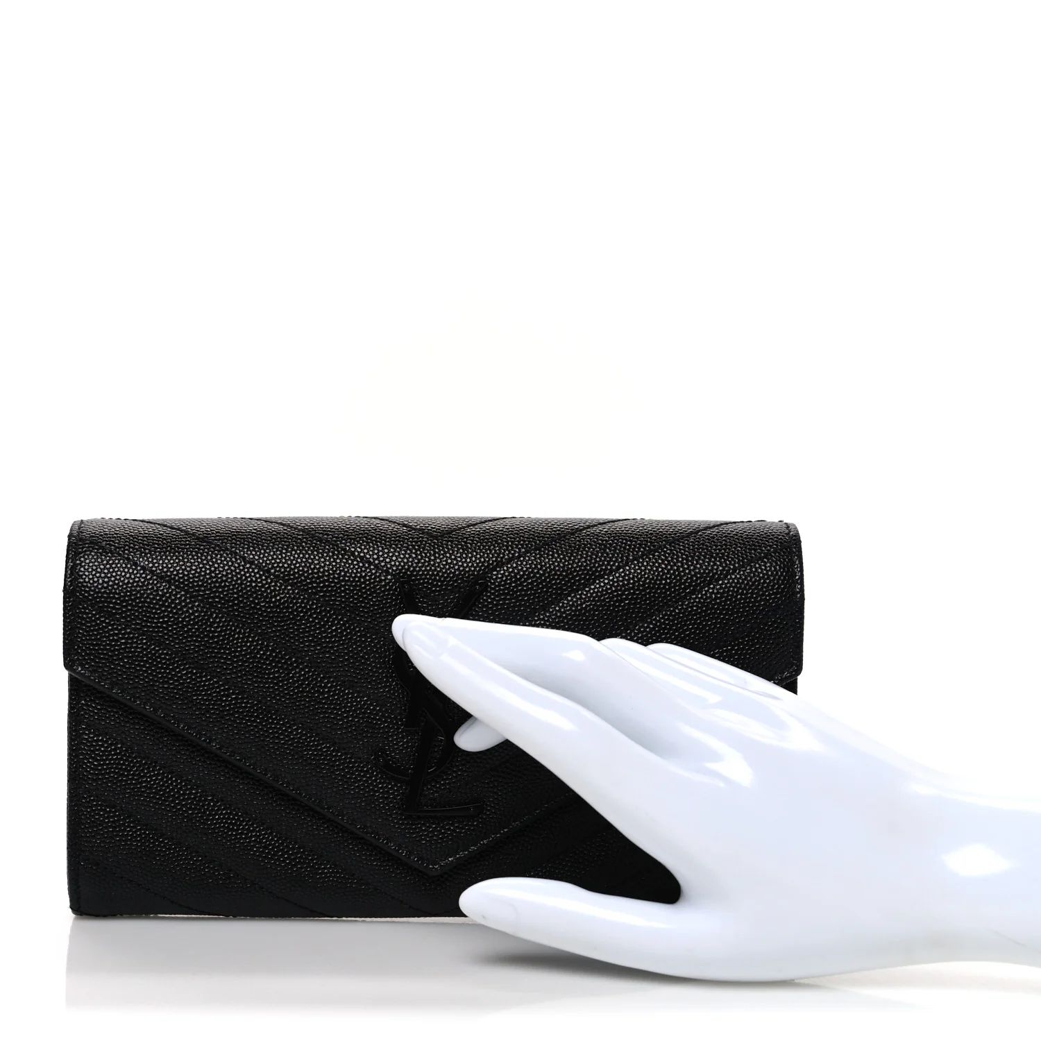 Grain De Poudre Matelasse Chevron Monogram Monochrome Flap Wallet Black - Image 2