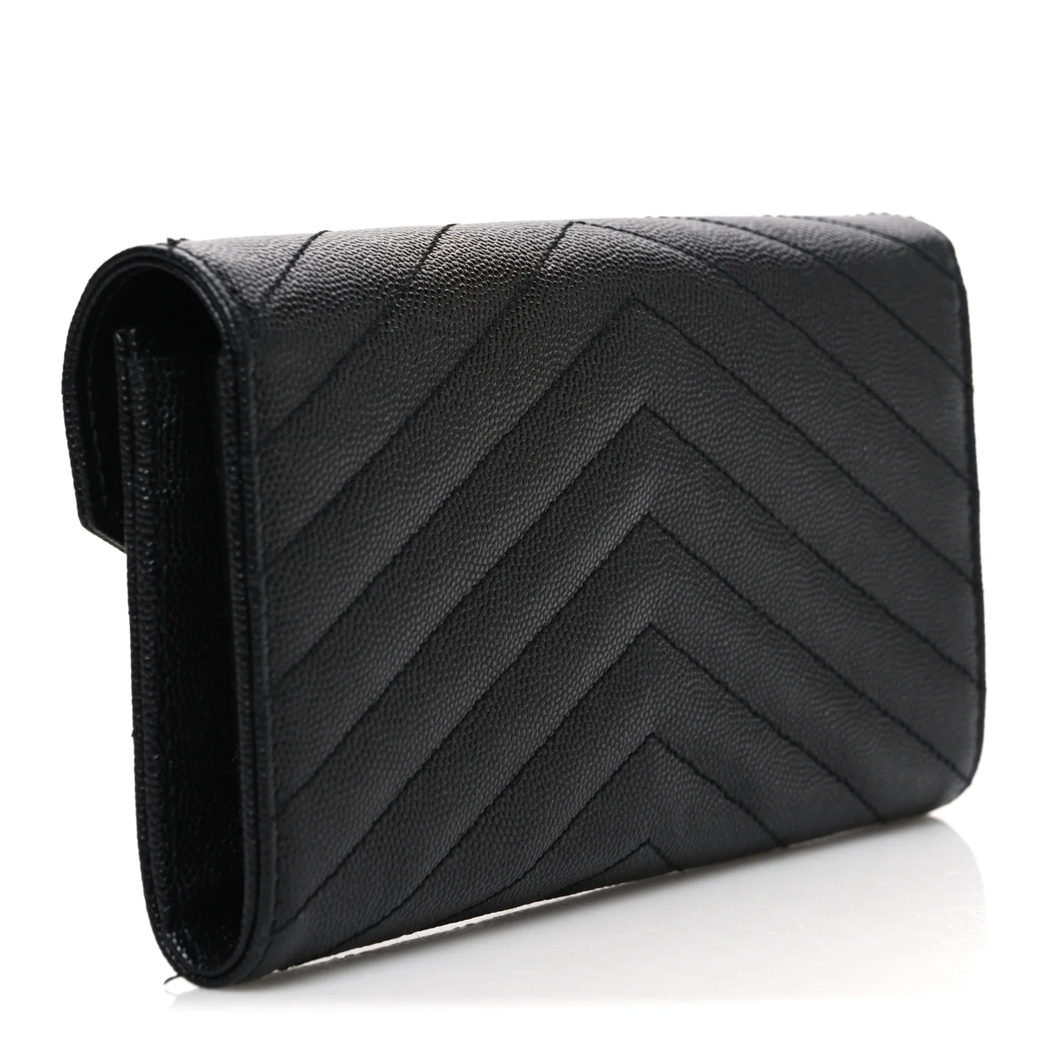Grain De Poudre Matelasse Chevron Monogram Monochrome Flap Wallet Black - Image 3