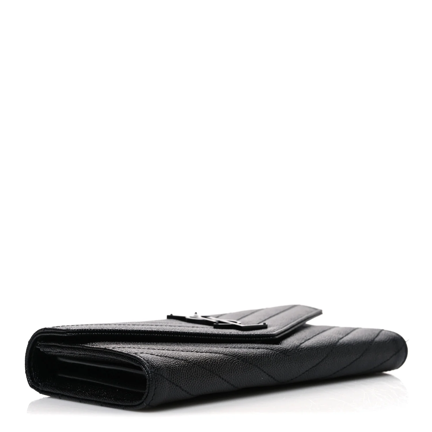 Grain De Poudre Matelasse Chevron Monogram Monochrome Flap Wallet Black - Image 4