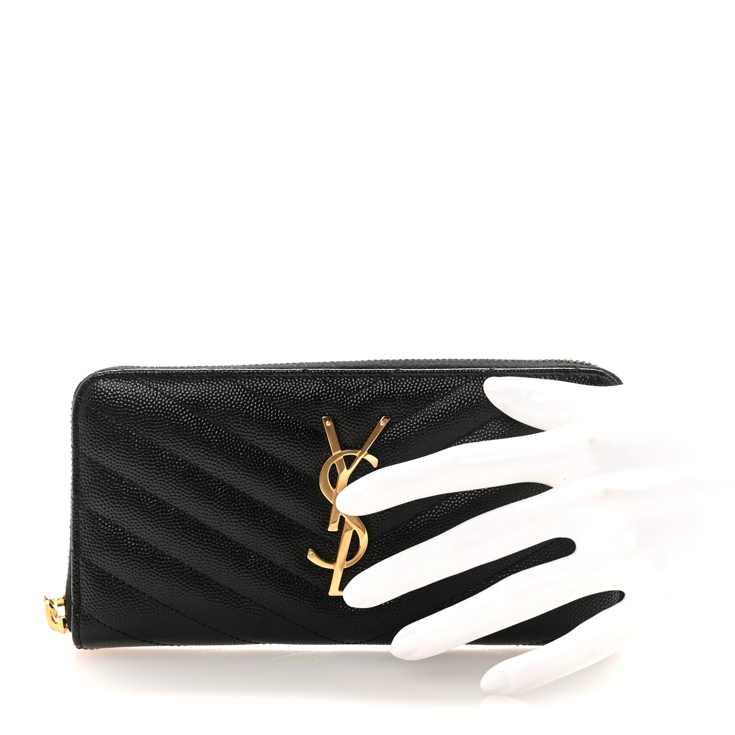 Grain De Poudre Matelasse Chevron Monogram Zip Around Wallet Black - Image 2