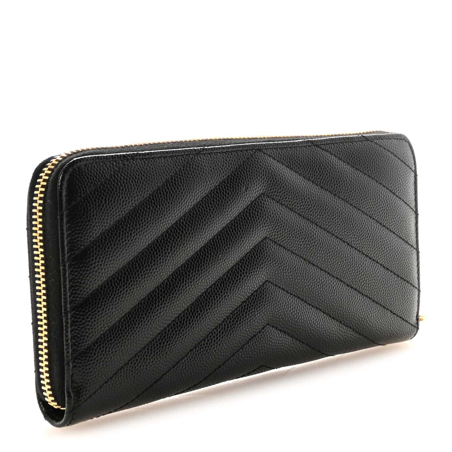 Grain De Poudre Matelasse Chevron Monogram Zip Around Wallet Black - Image 3