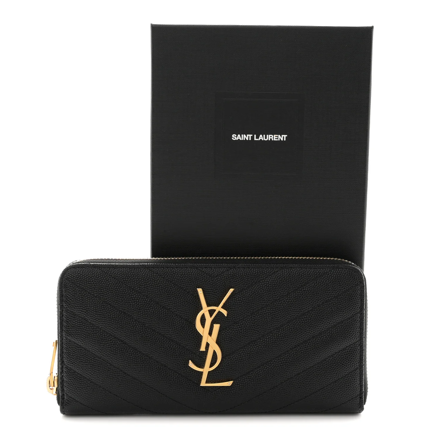Grain De Poudre Matelasse Chevron Monogram Zip Around Wallet Black - Image 8