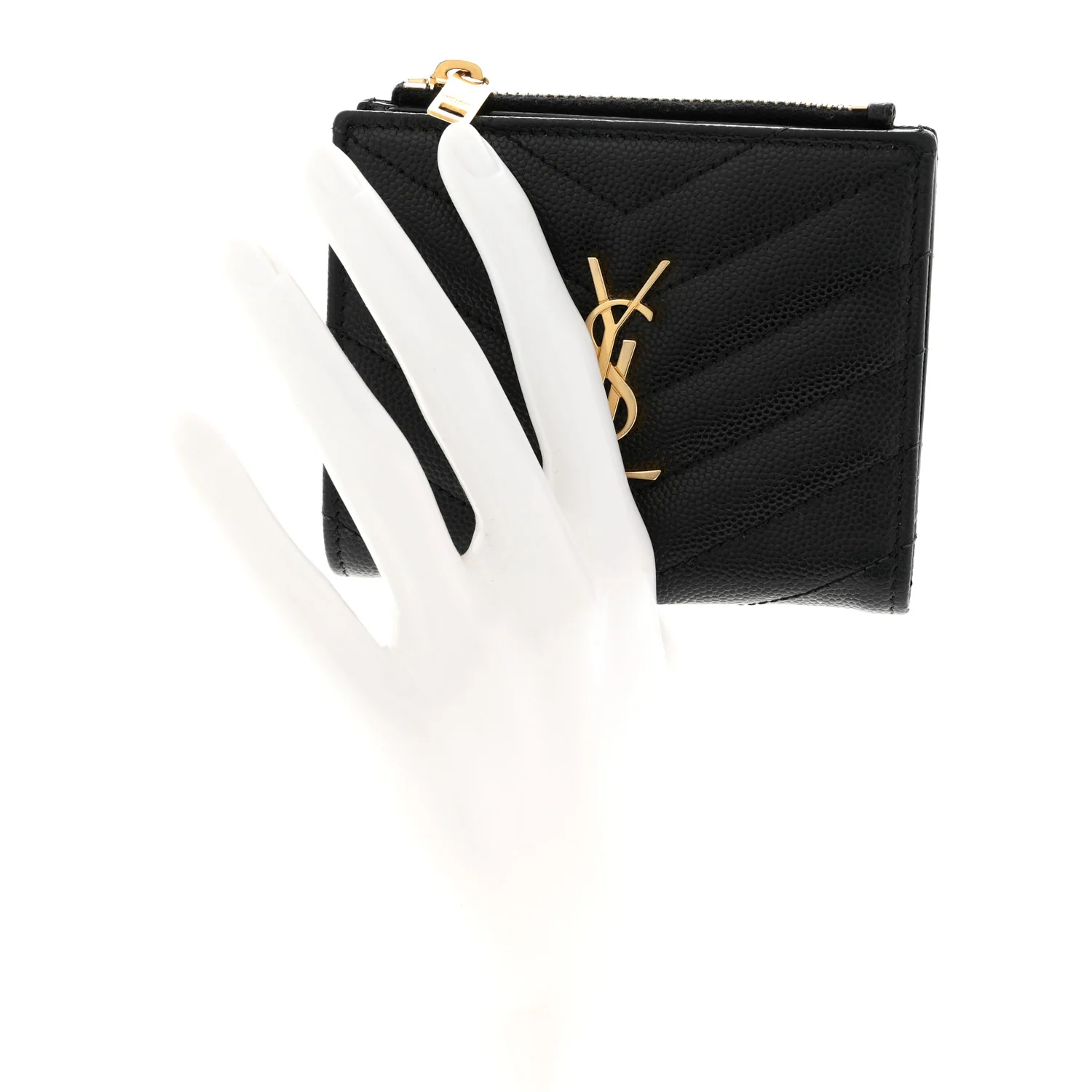 Grain De Poudre Matelasse Chevron Monogram Zipped Card Case Black - Image 2