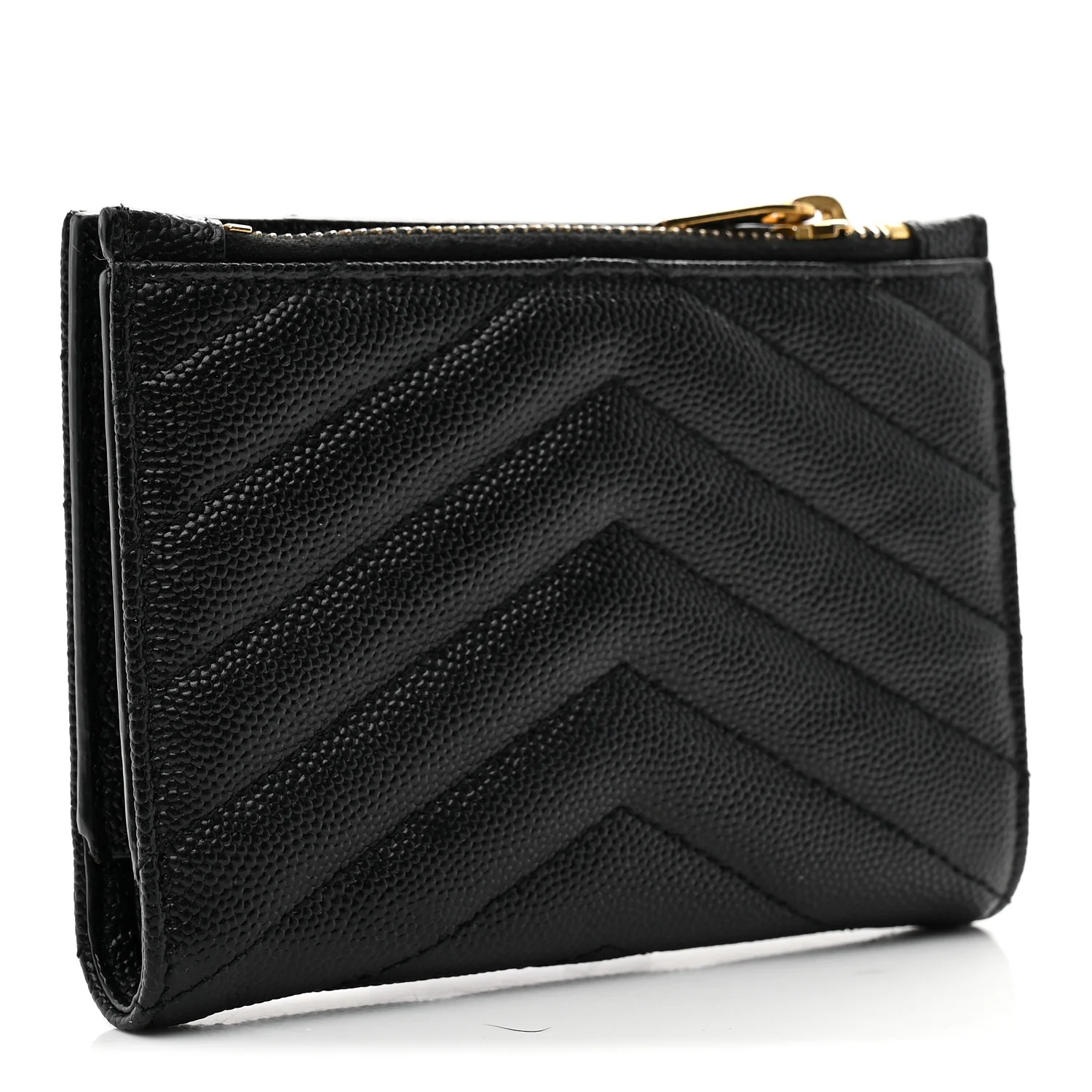 Grain De Poudre Matelasse Chevron Monogram Zipped Card Case Black - Image 3