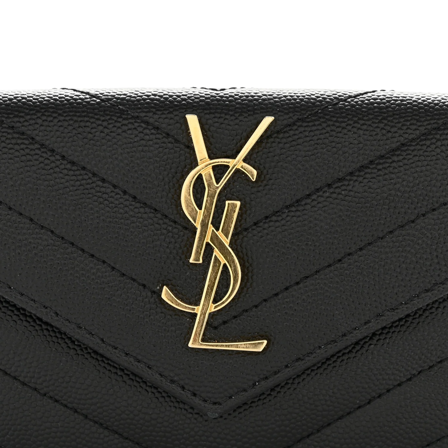 Grain De Poudre Matelasse Chevron Small Monogram Envelope Wallet Black - Image 11