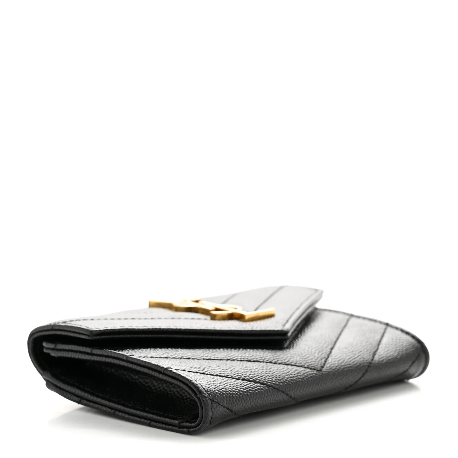 Grain De Poudre Matelasse Chevron Small Monogram Envelope Wallet Black - Image 4