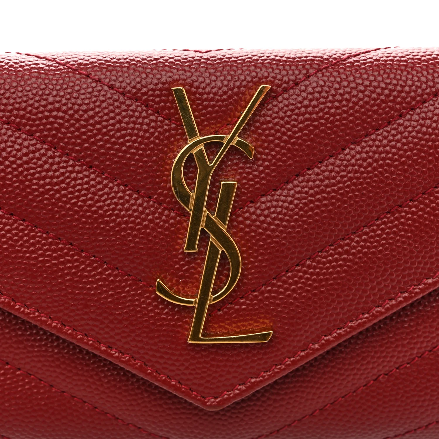 Grain De Poudre Matelasse Chevron Small Monogram Envelope Wallet Bordeaux - Image 10
