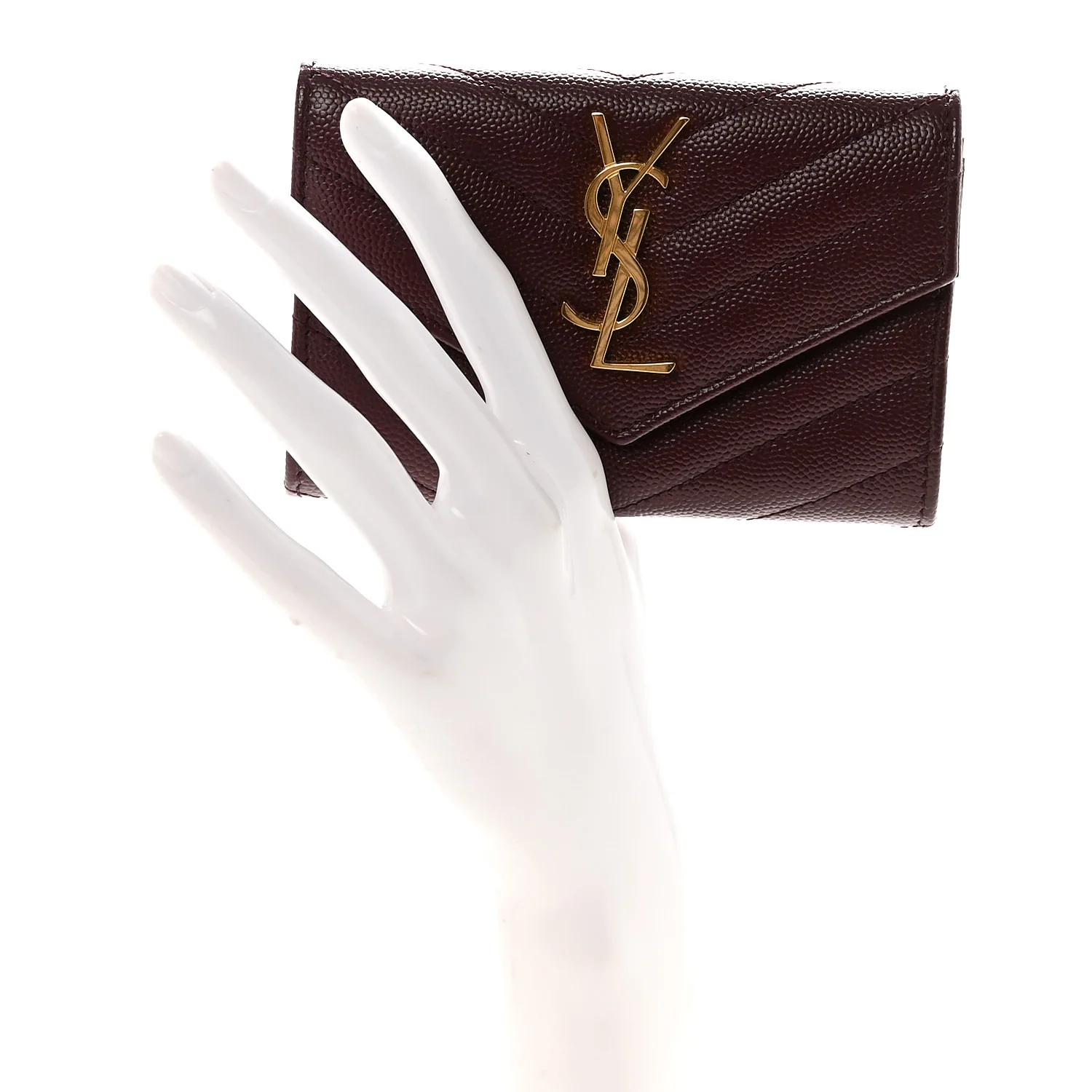 Grain De Poudre Matelasse Chevron Small Monogram Envelope Wallet Rouge Legion - Image 2