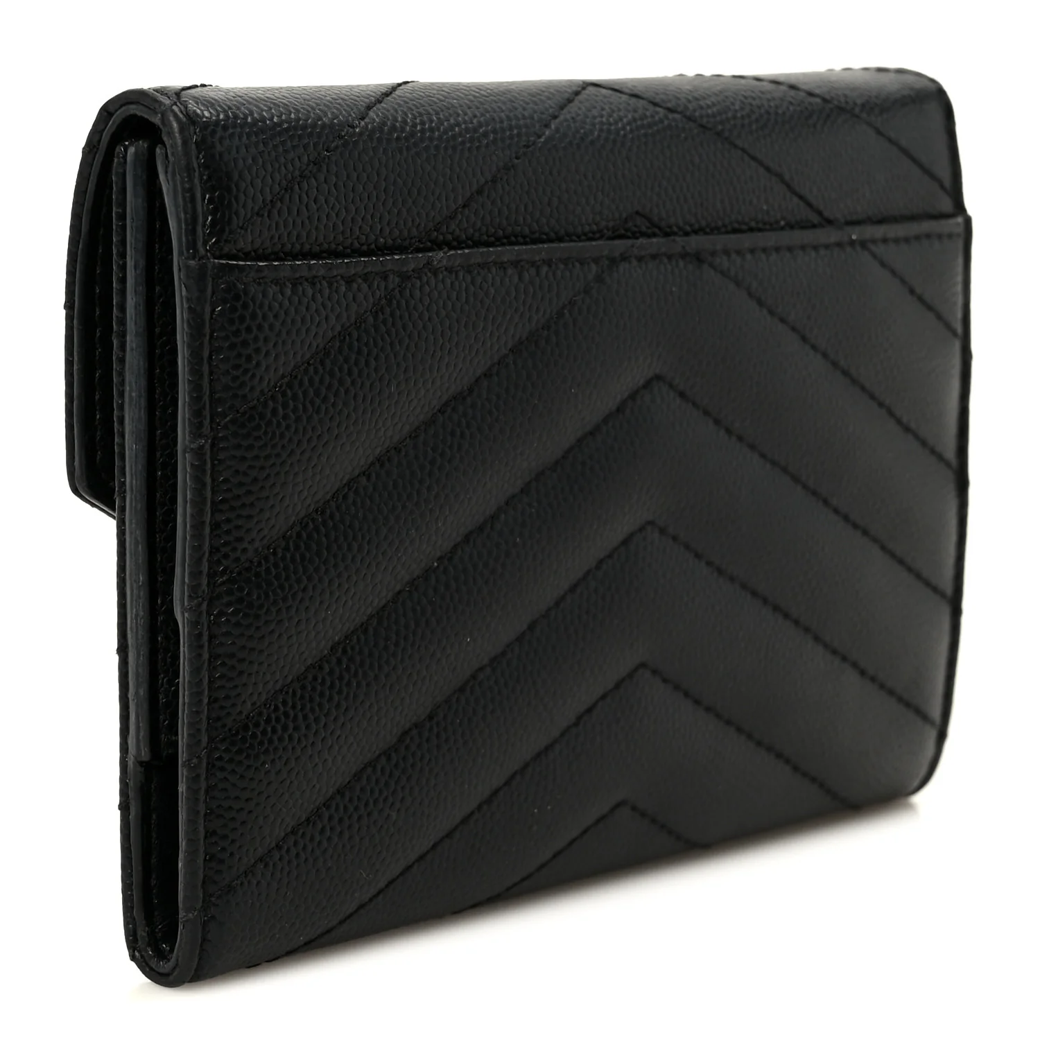 Grain De Poudre Matelasse Chevron Small Monogram Passport Case Black - Image 3