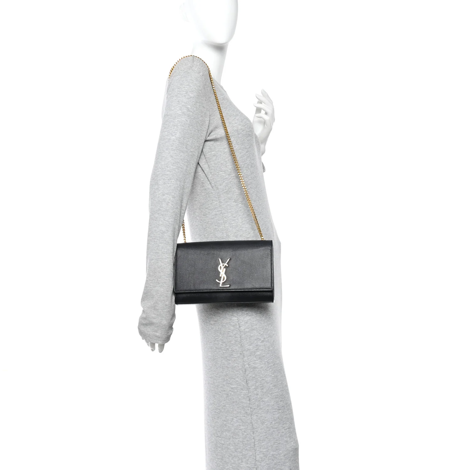 Grain De Poudre Medium Classic Monogram Kate Satchel Black - Image 2