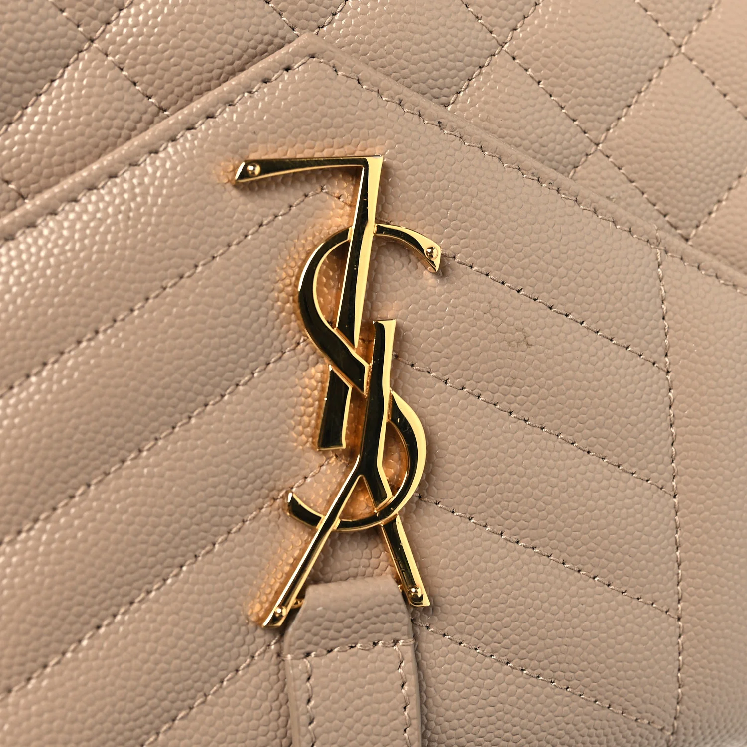 Grain De Poudre Mixed Matelasse Triquilt Monogram Chain Wallet Dark Beige - Image 11