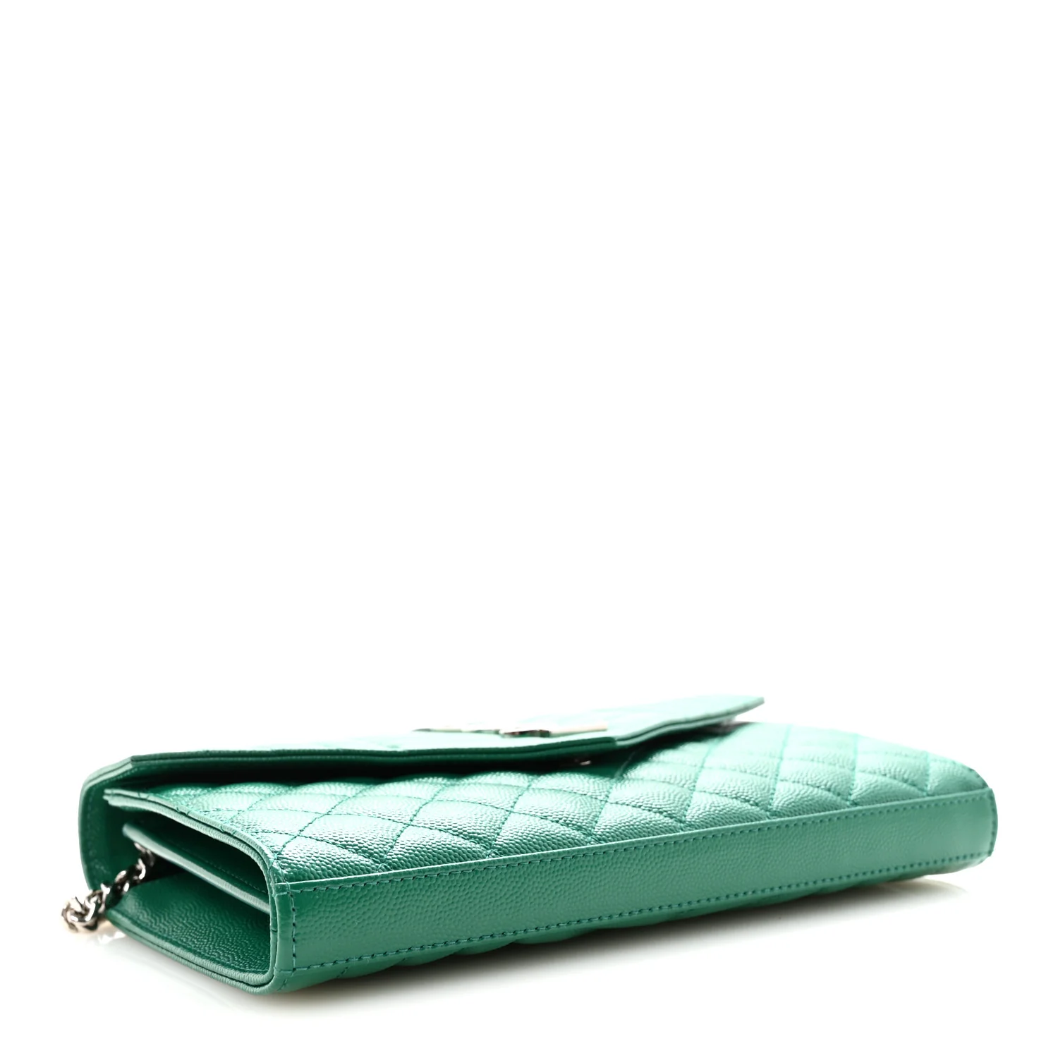Grain De Poudre Mixed Matelasse Triquilt Monogram Chain Wallet Green Field - Image 4