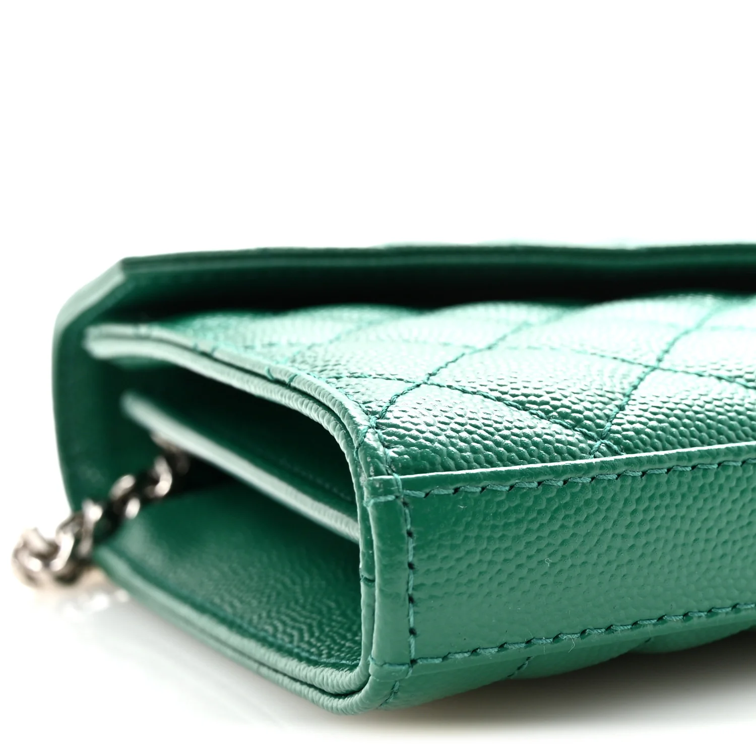 Grain De Poudre Mixed Matelasse Triquilt Monogram Chain Wallet Green Field - Image 8