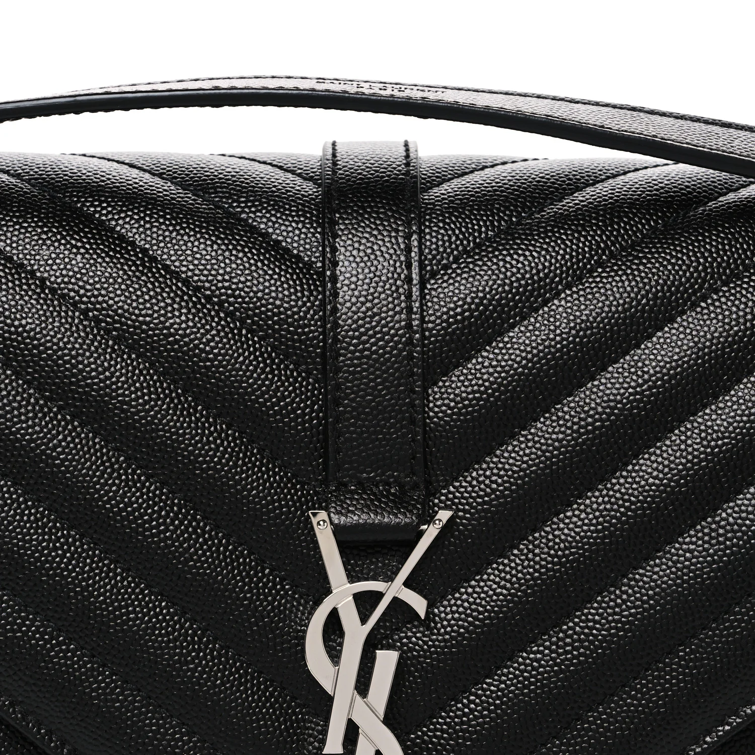 Grain De Poudre Textured Mixed Matelasse Large Triquilt Monogram Satchel Black - Image 8