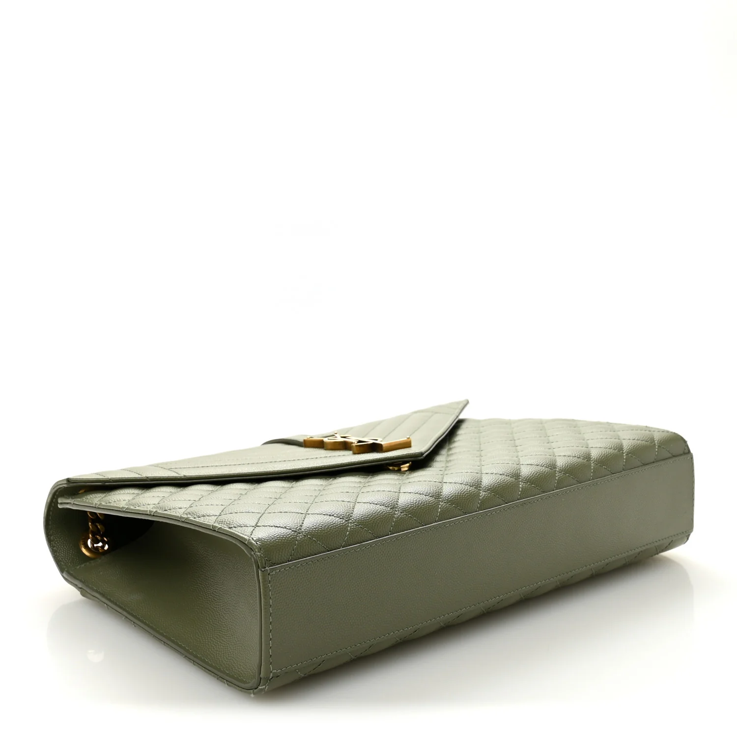 Grain De Poudre Textured Mixed Matelasse Large Triquilt Monogram Satchel Light Sage - Image 4