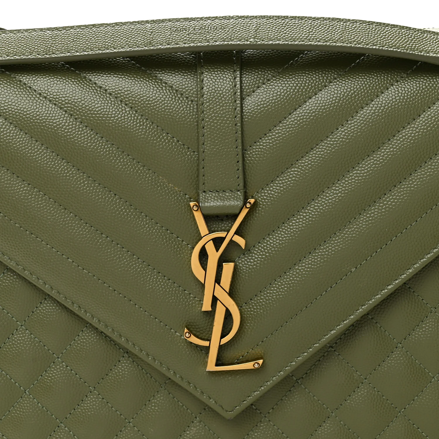 Grain De Poudre Textured Mixed Matelasse Large Triquilt Monogram Satchel Light Sage - Image 8