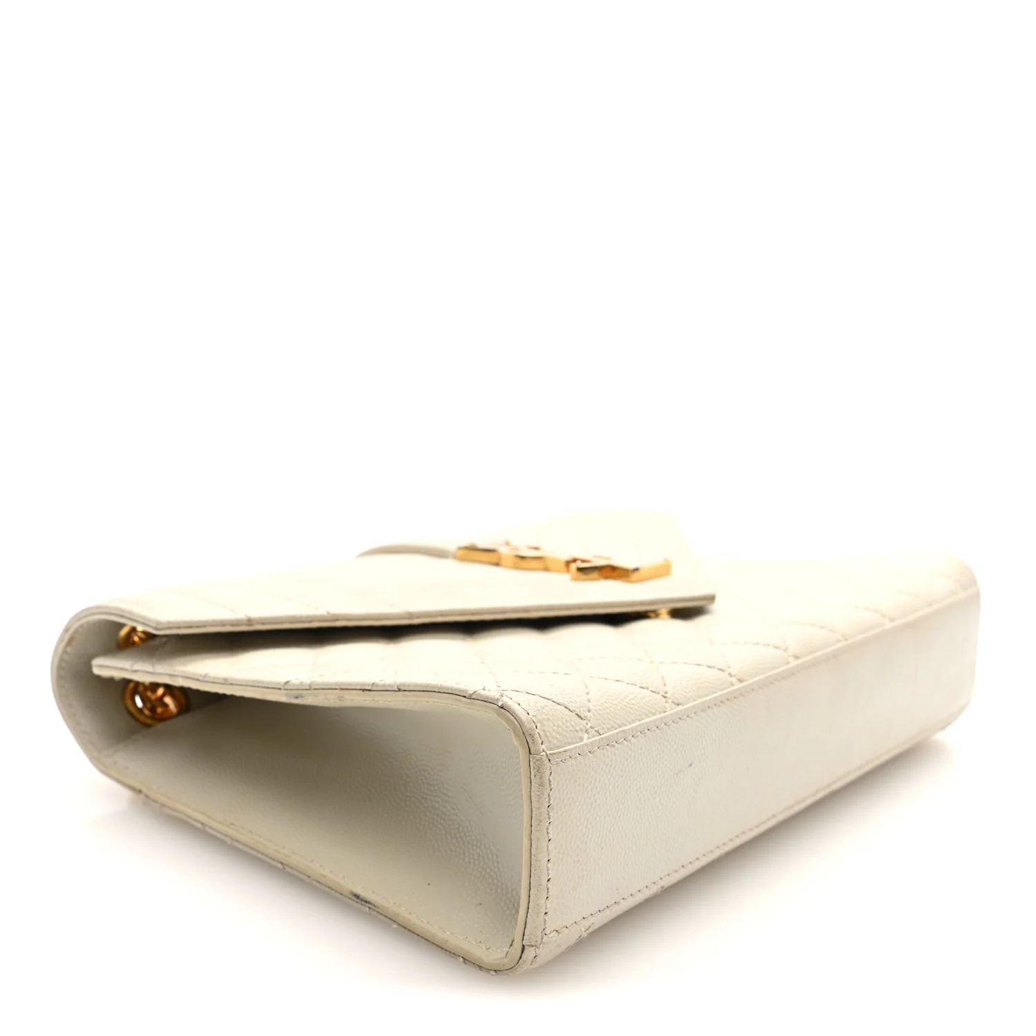 Grain De Poudre Textured Mixed Matelasse Medium Triquilt Monogram Satchel Crema Soft - Image 4
